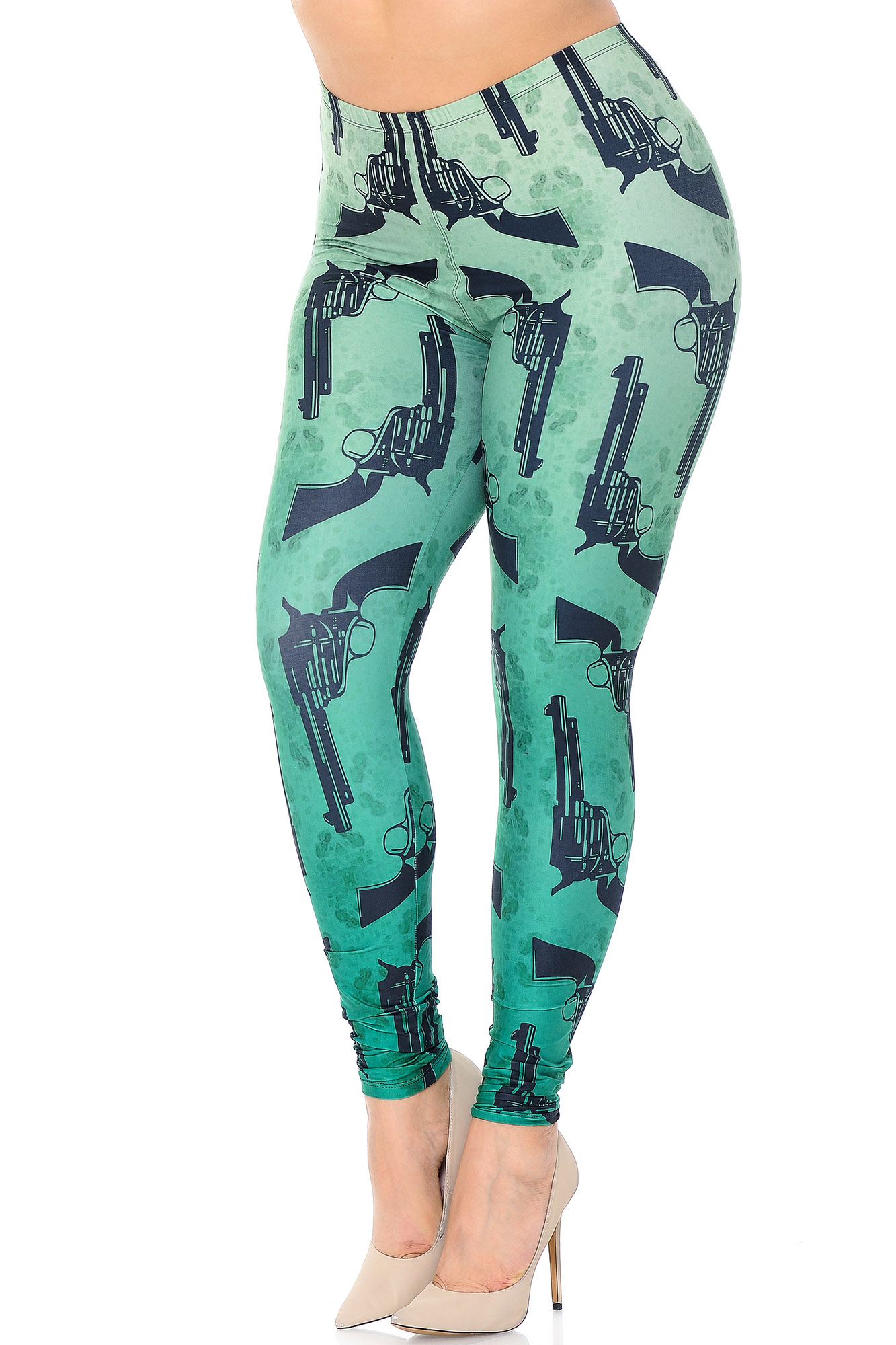 Wholesale Creamy Soft Ombre Green Guns Plus Size Leggings - USA Fashion™