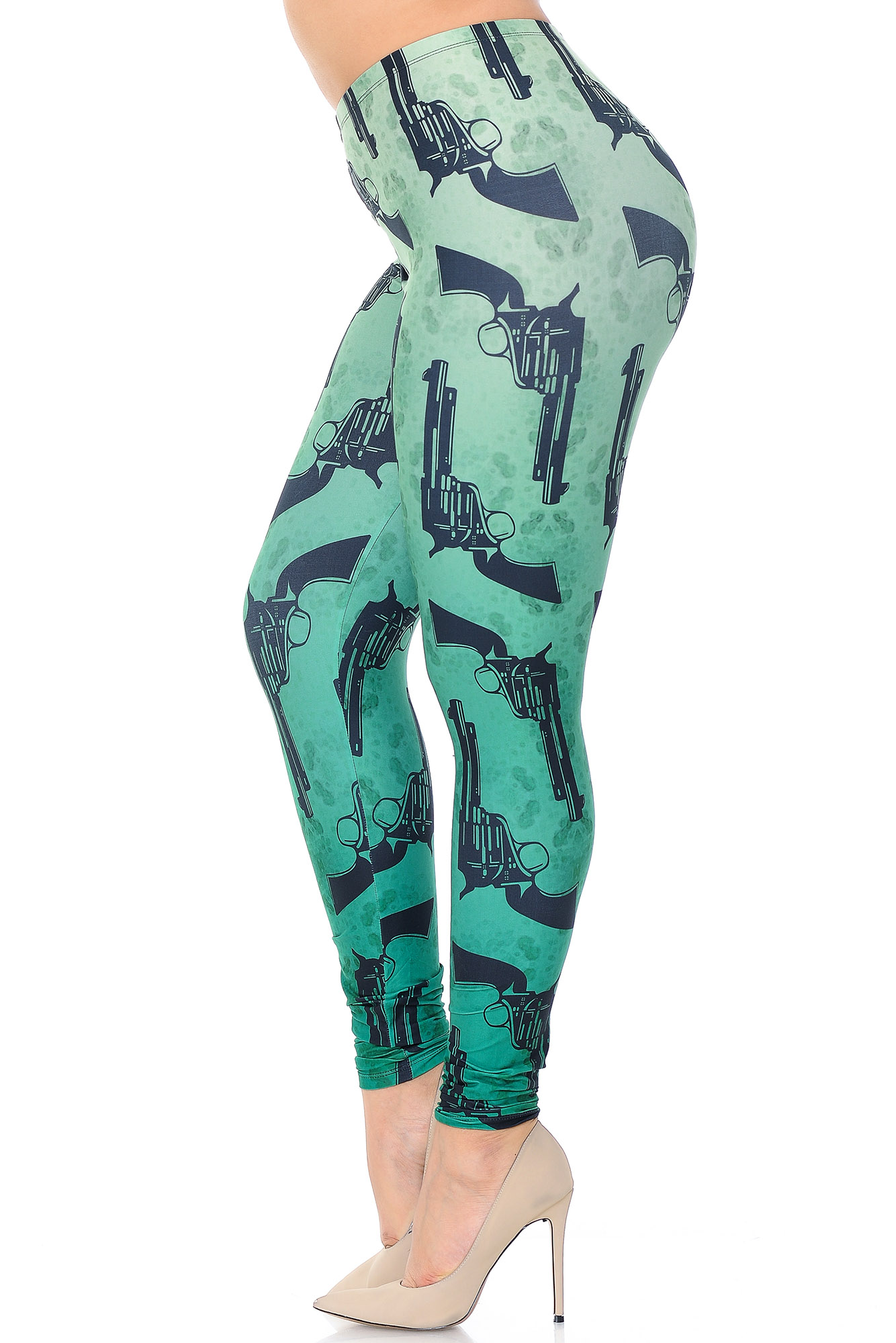 Wholesale Creamy Soft Ombre Green Guns Plus Size Leggings - USA Fashion™