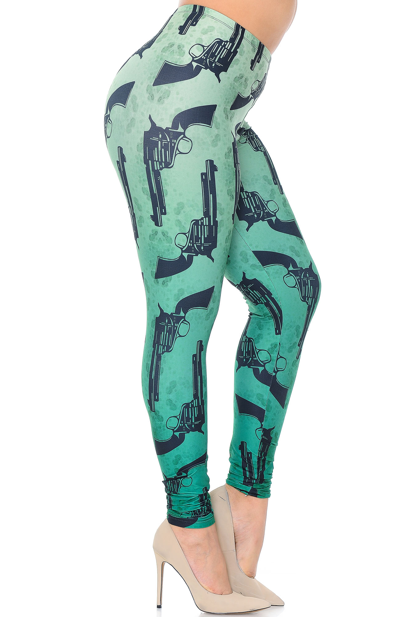 Wholesale Creamy Soft Ombre Green Guns Extra Plus Size Leggings - 3X-5X