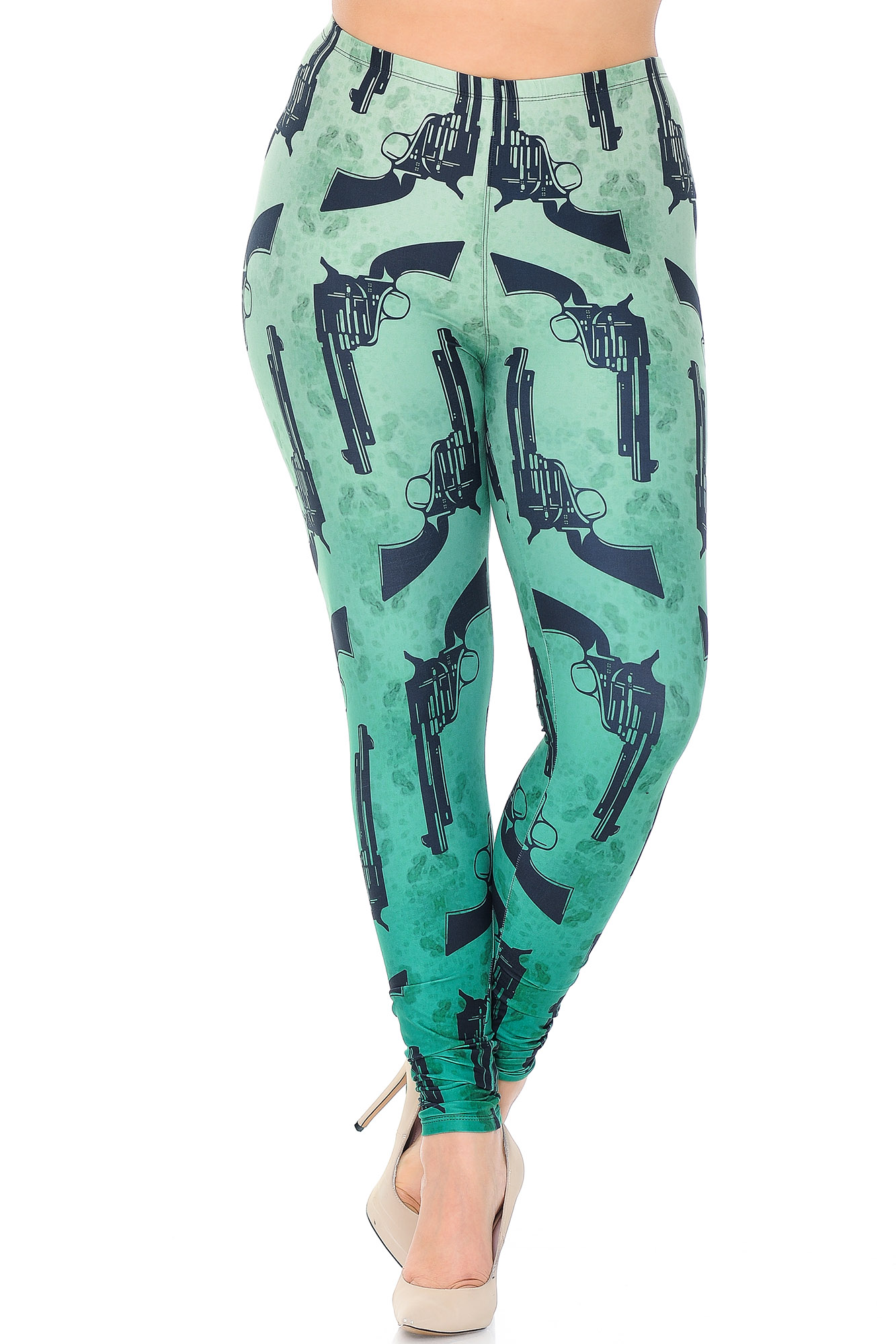 Wholesale Creamy Soft Ombre Green Guns Extra Plus Size Leggings - 3X-5X