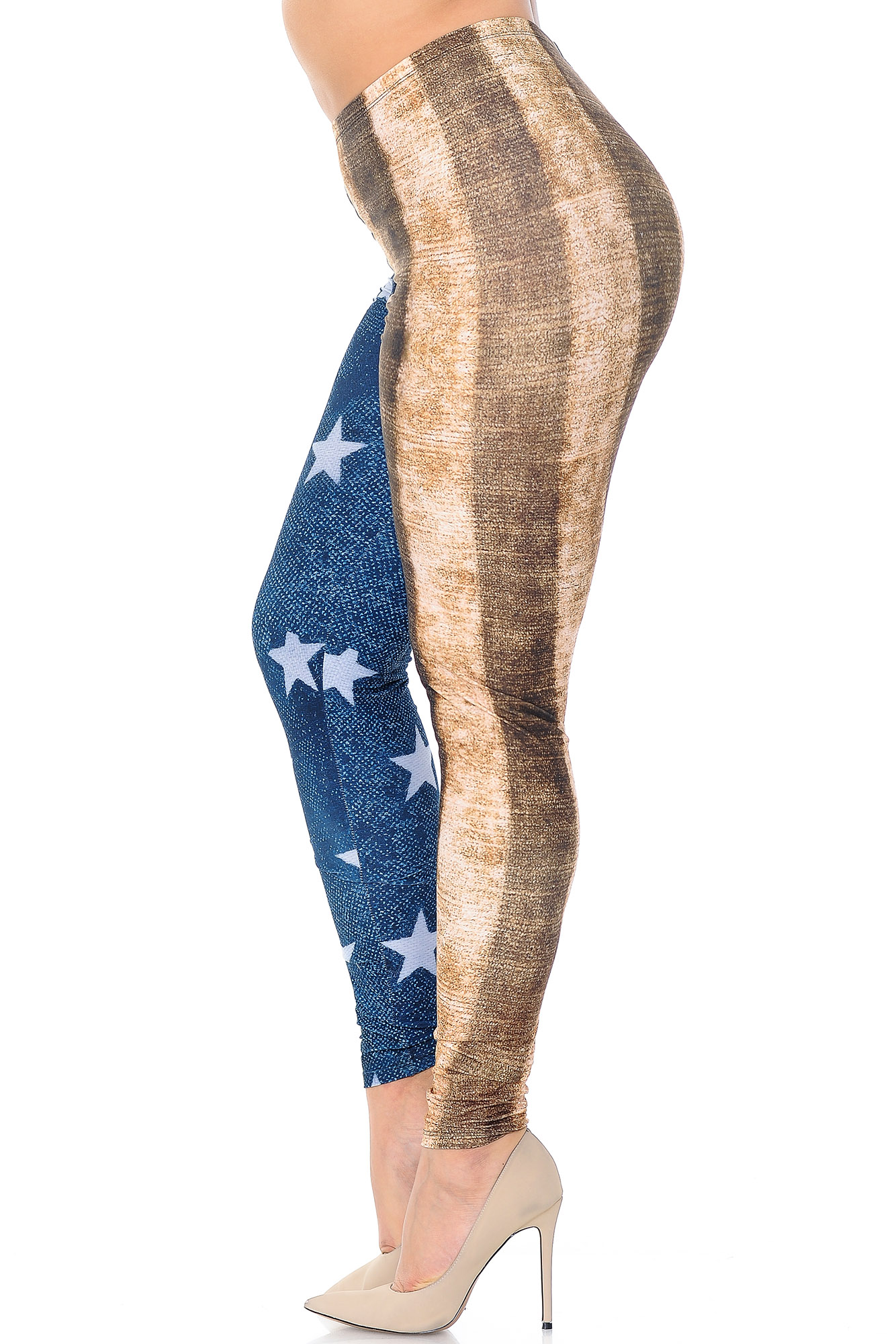 Wholesale Creamy Soft Vintage USA Flag Plus Size Leggings - USA Fashion™