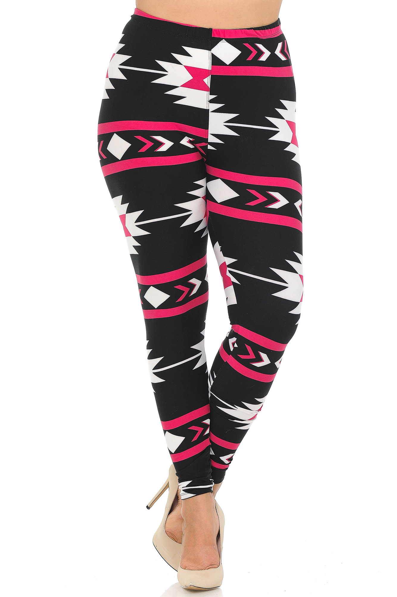 Wholesale Buttery Smooth Magenta Aztec Tribal Plus Size Leggings