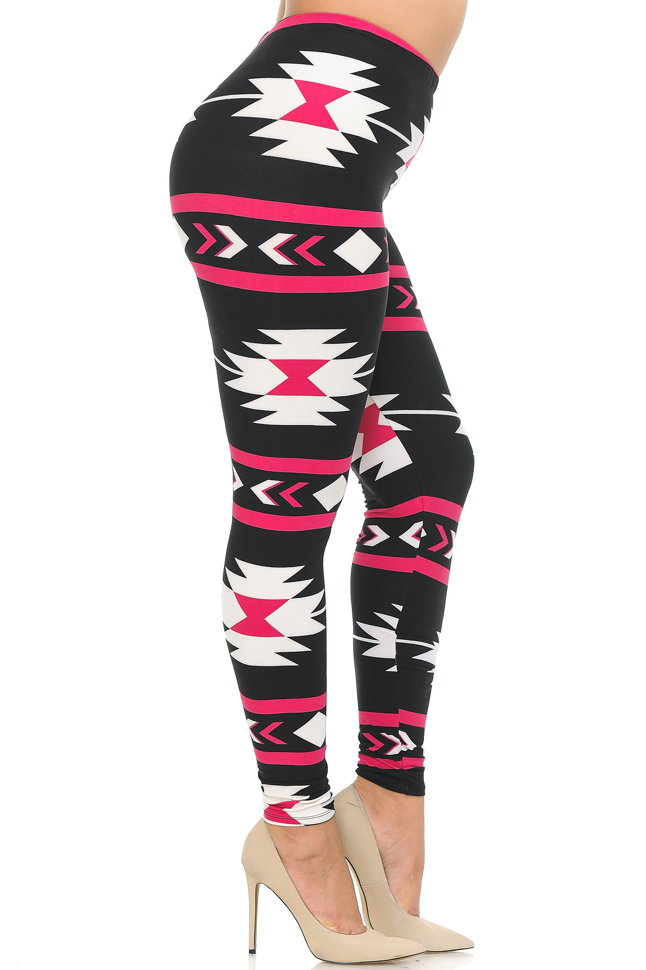 Wholesale Buttery Smooth Magenta Aztec Tribal Plus Size Leggings