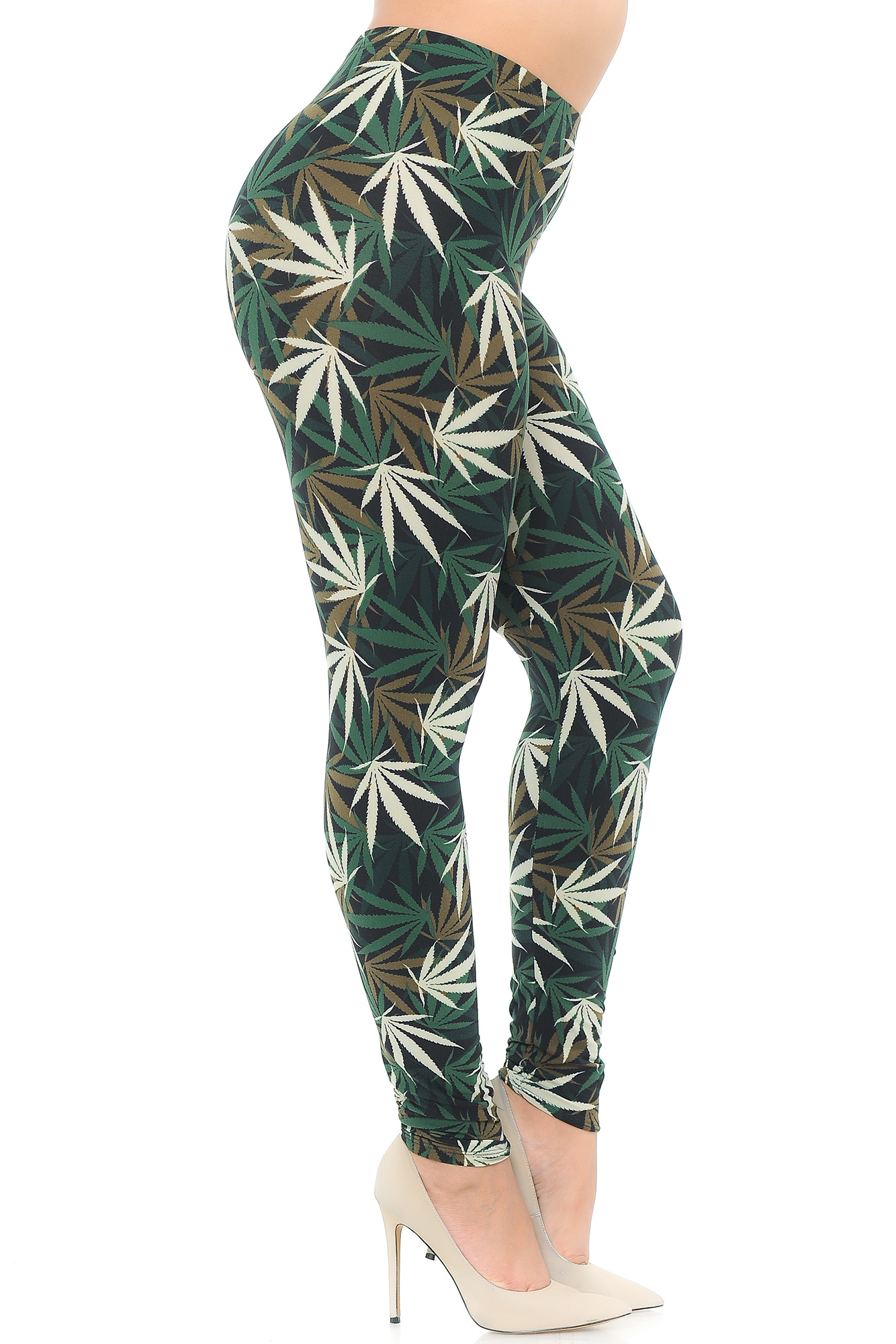 Wholesale Buttery Smooth Earthen Marijuana Plus Size Leggings