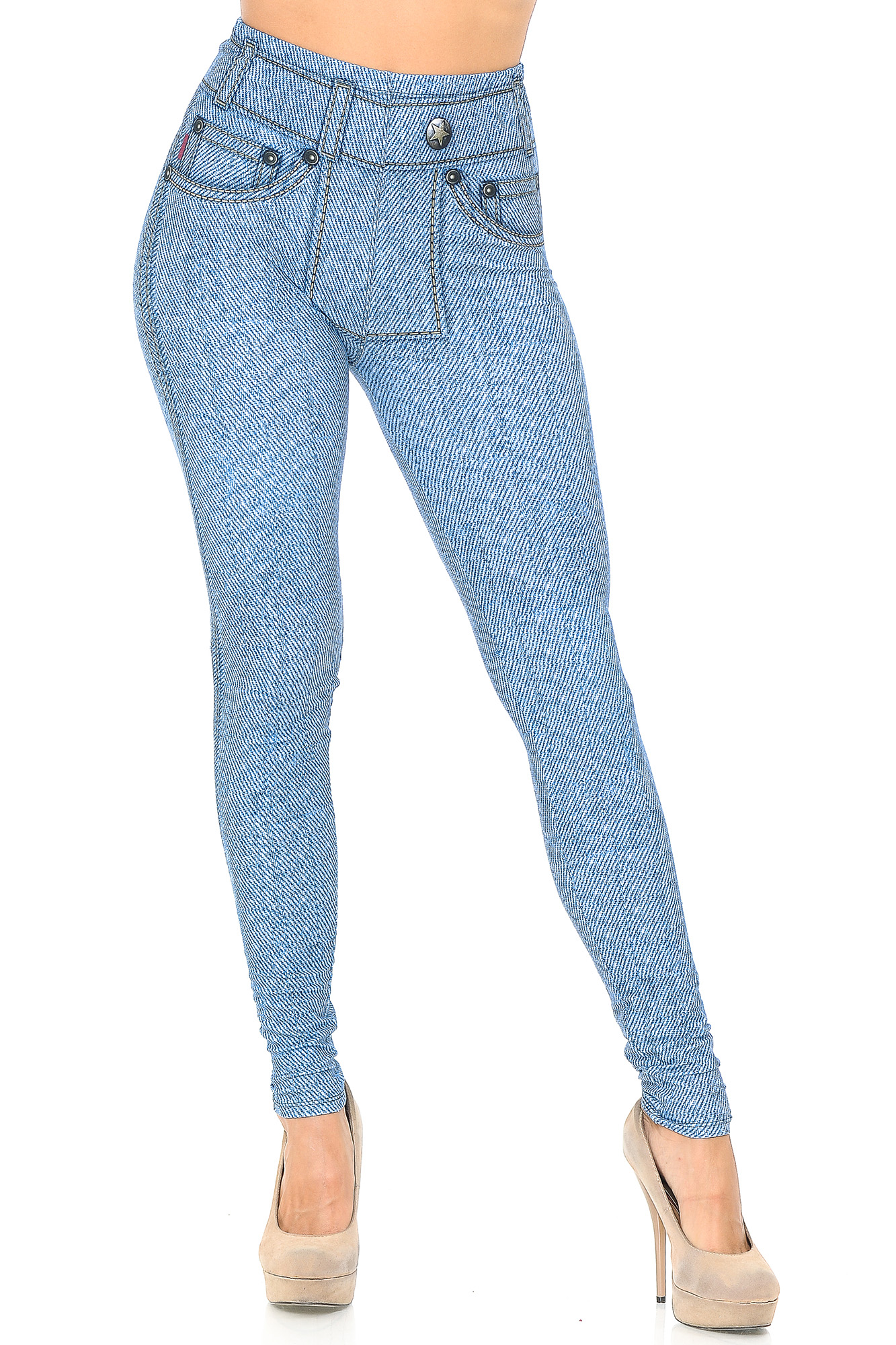 Wholesale Creamy Soft Beautiful Blue Jean Leggings - USA Fashion™