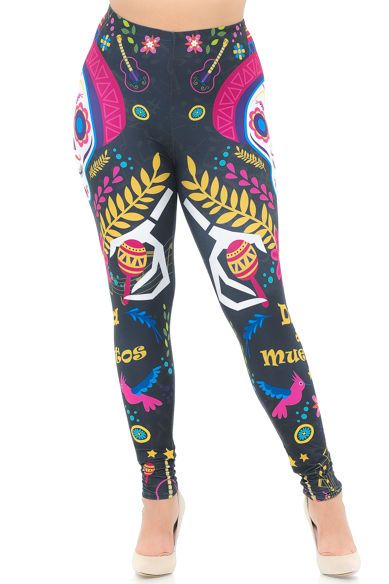 Wholesale Creamy Soft Day of the Dead Extra Plus Size Leggings - 3X-5X - USA Fashion™