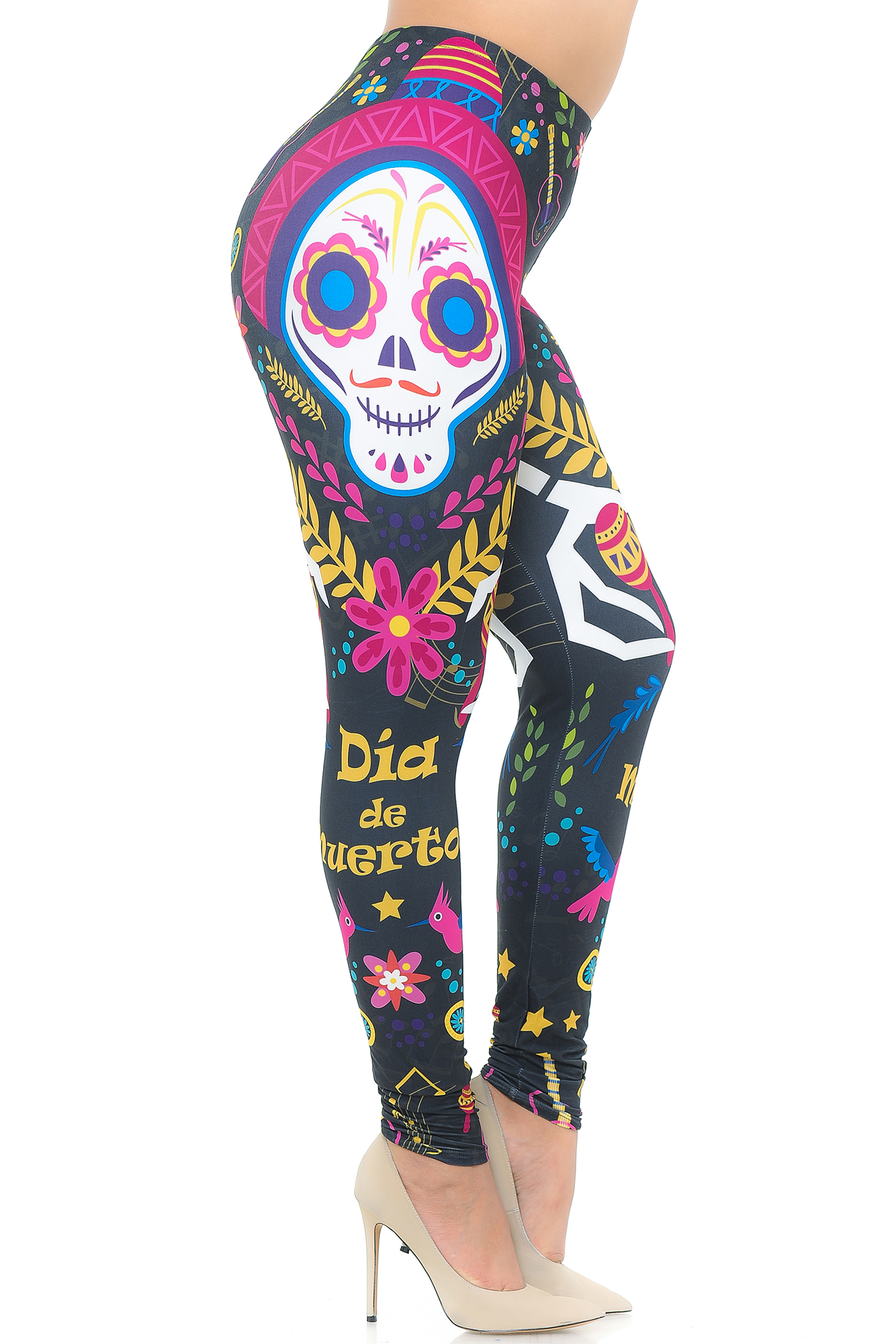 Wholesale Creamy Soft Day of the Dead Extra Plus Size Leggings - 3X-5X - USA Fashion™