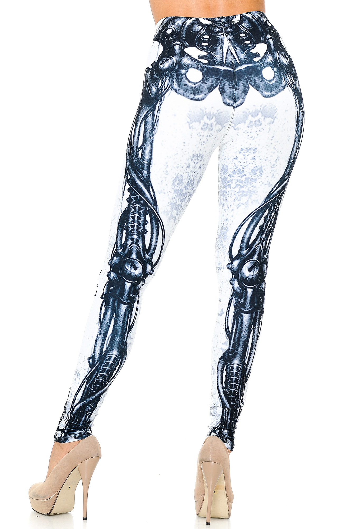 Wholesale Creamy Soft White Bio Mechanical Skeleton Leggings (Steam Punk) - USA Fashion™