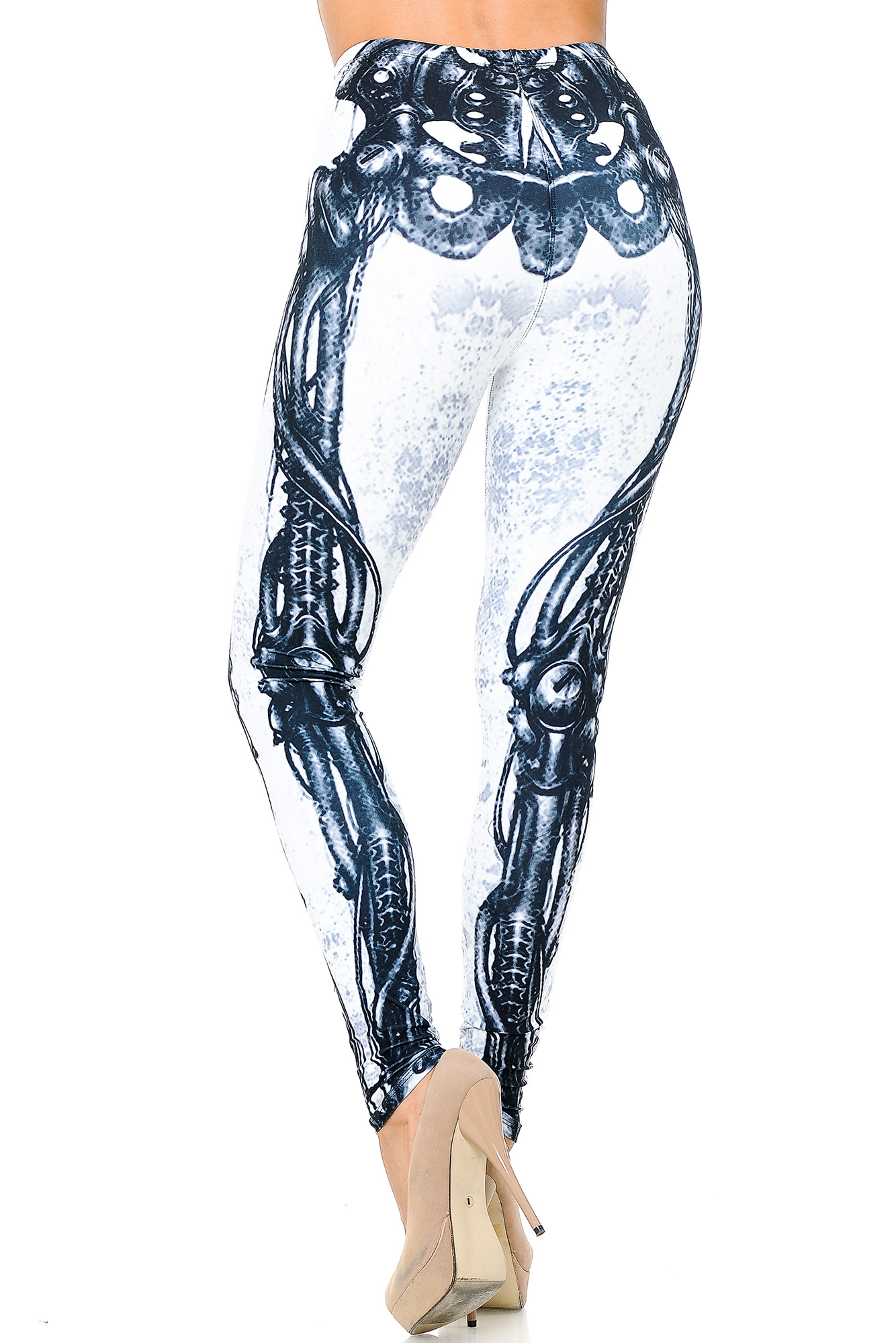 Wholesale Creamy Soft White Bio Mechanical Skeleton Leggings (Steam Punk) - USA Fashion™