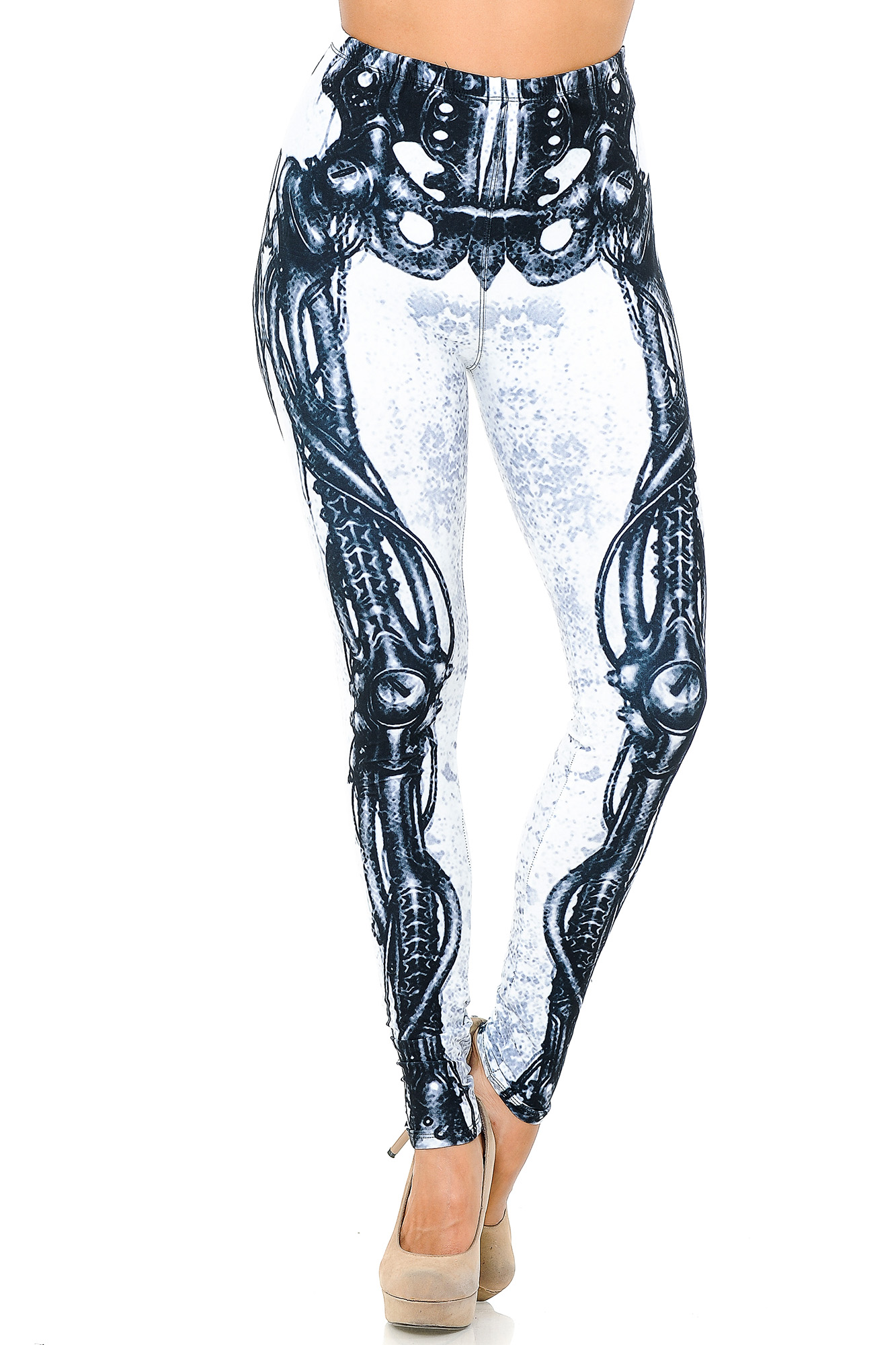 Wholesale Creamy Soft White Bio Mechanical Skeleton Leggings (Steam Punk) - USA Fashion™