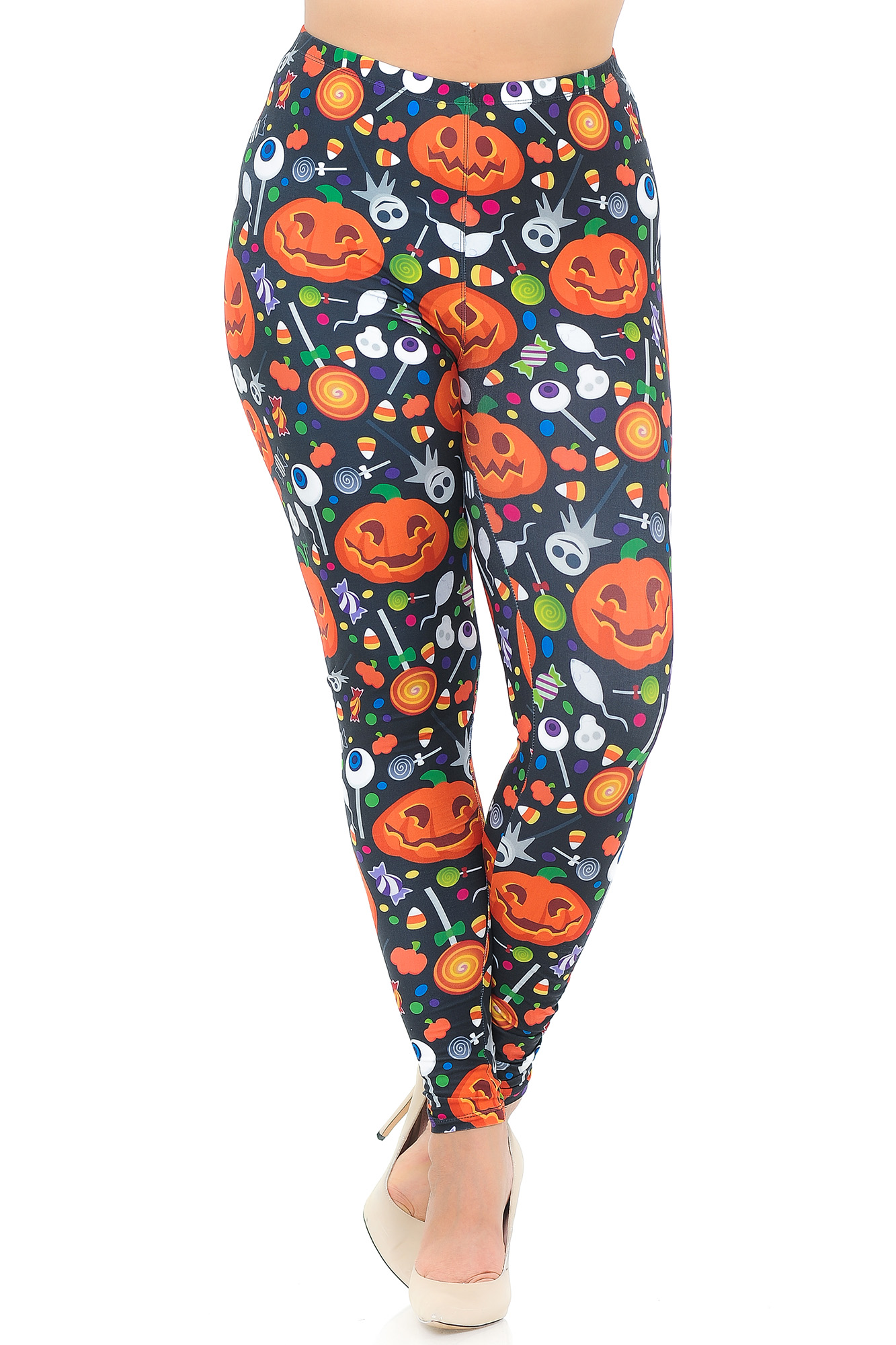 Wholesale Creamy Soft Pumpkins and Halloween Candy Plus Size Leggings - USA Fashion™