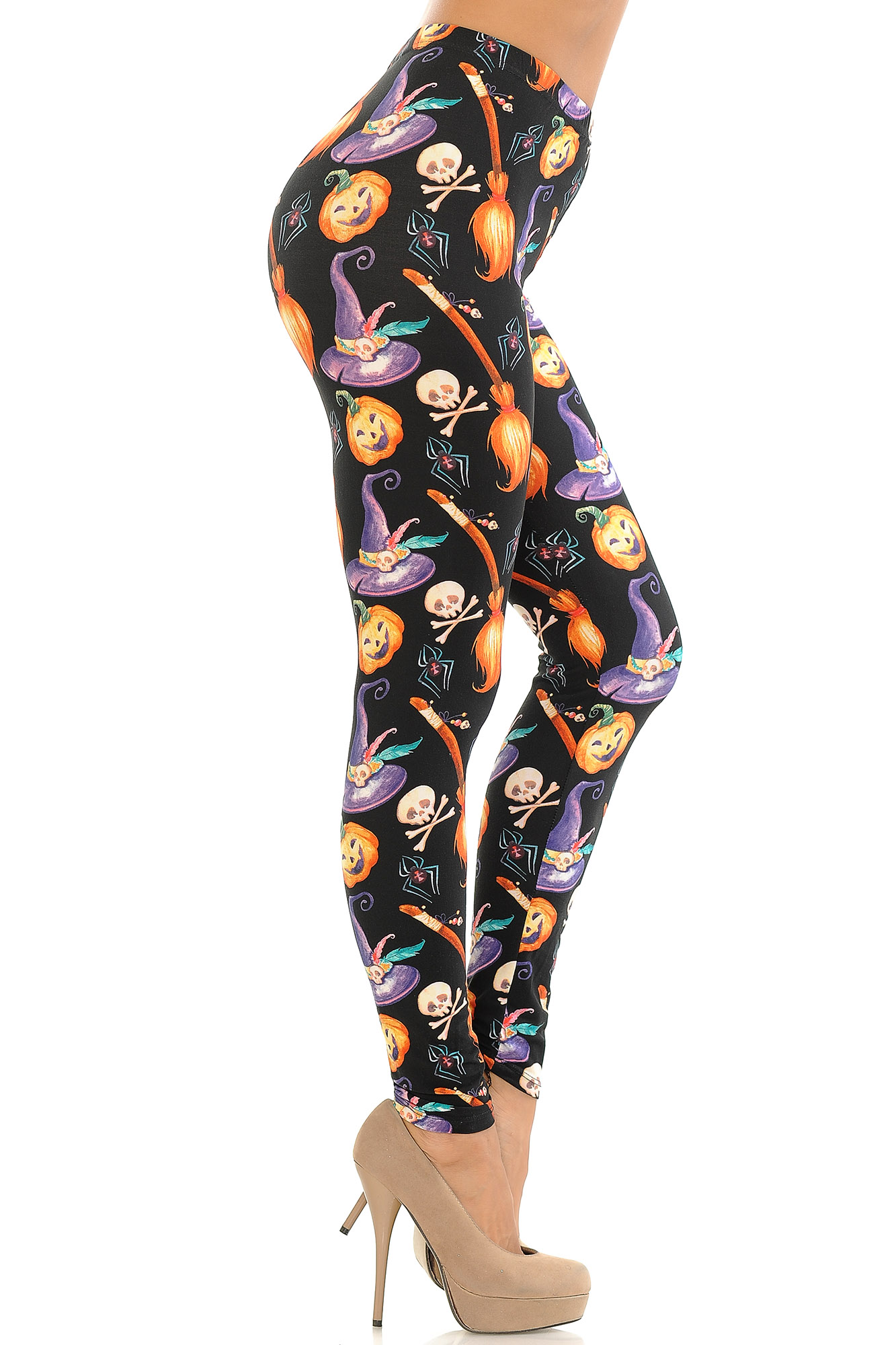 Wholesale Buttery Smooth Pumpkins Witch's Watercolor Halloween Leggings