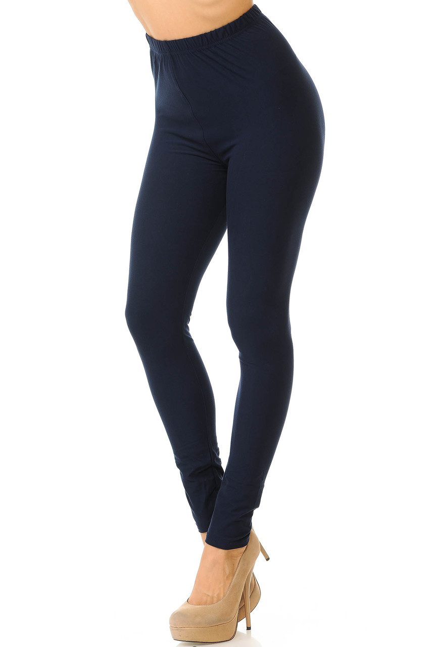Navy Wholesale Buttery Smooth Basic Solid Leggings - New Mix