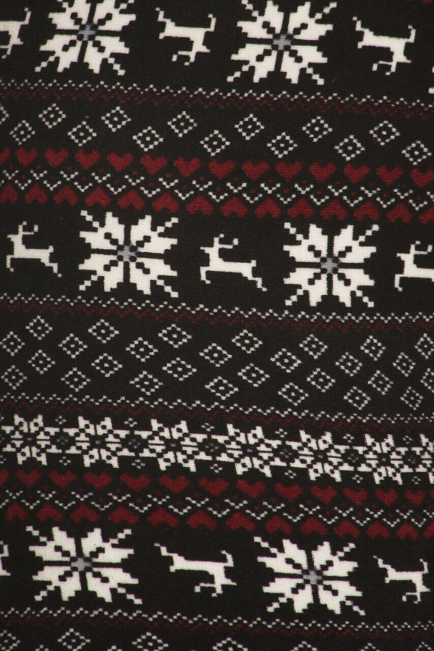 Wholesale Snowflakes and Reindeer Plus Size Fur Lined Leggings