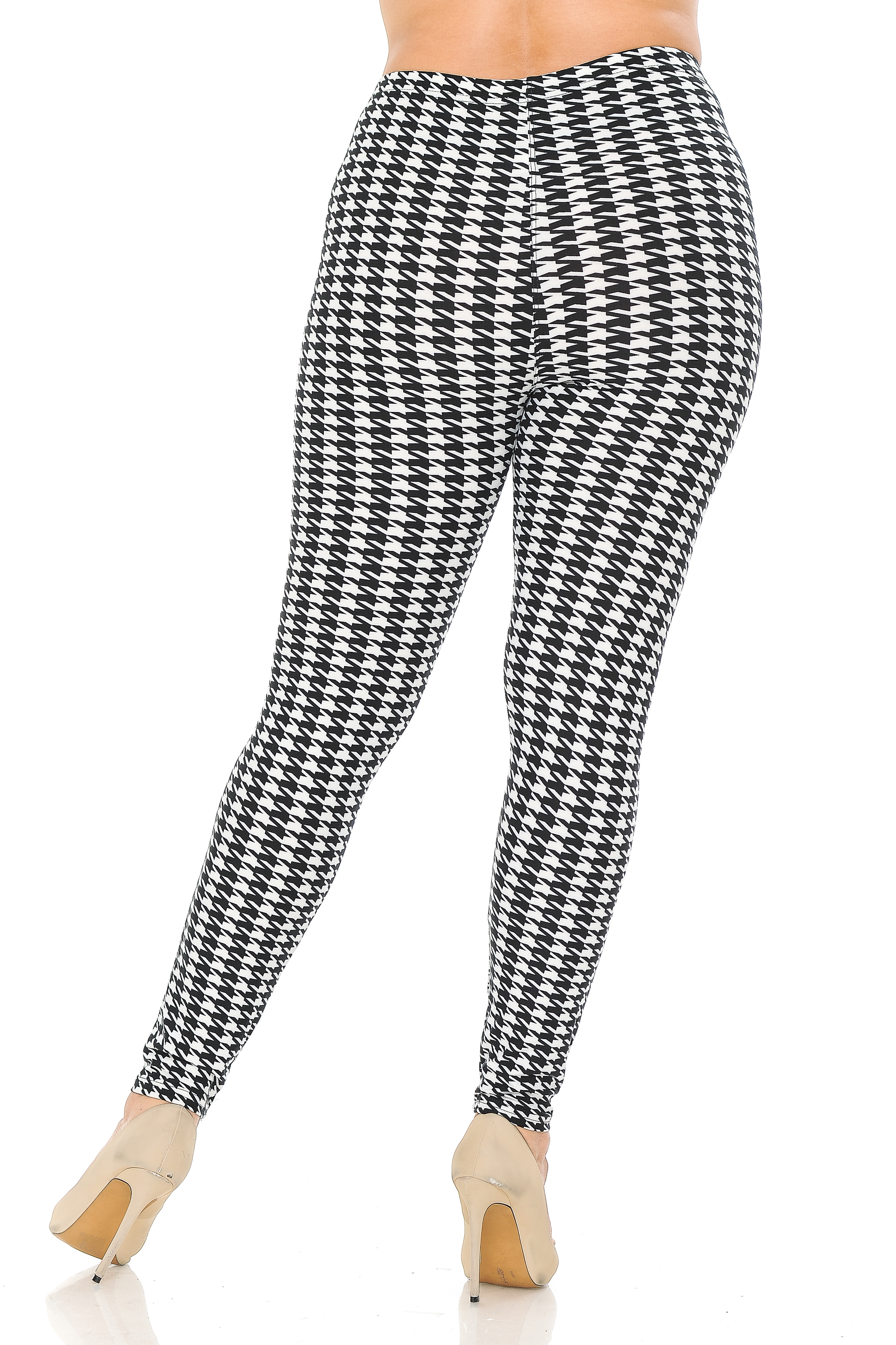Wholesale Buttery Smooth Black and White Houndstooth Plus Size Leggings