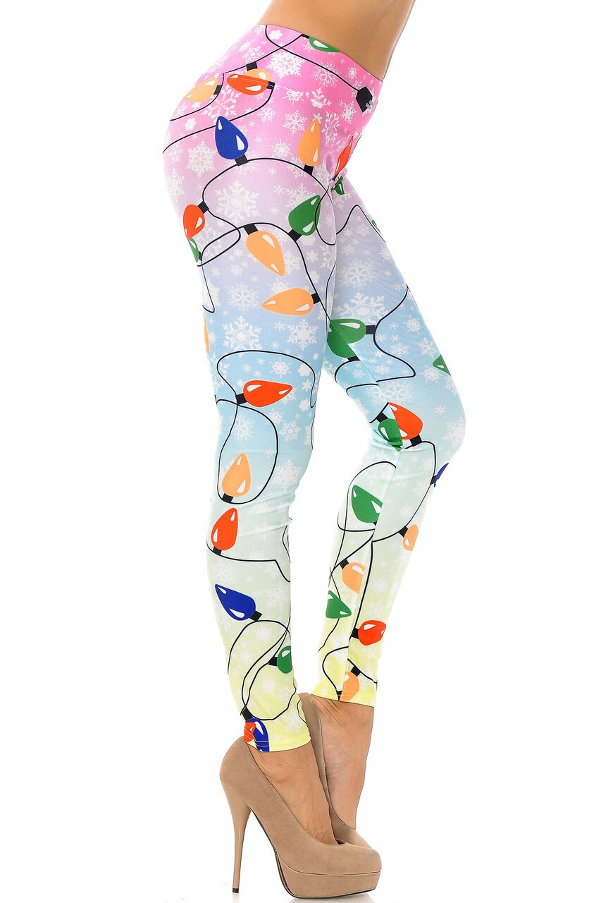 Wholesale Ombre Christmas Lights High Waisted Plus Size Leggings