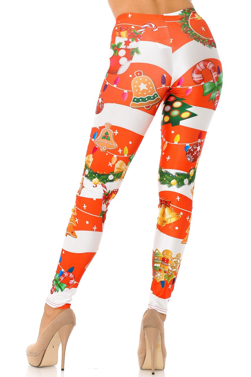 Wholesale Holiday Festive Red Christmas Garland Wrap Plus Size Leggings