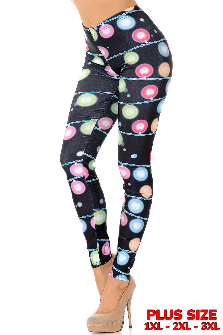 Wholesale Festive Holiday Lights Plus Size Leggings