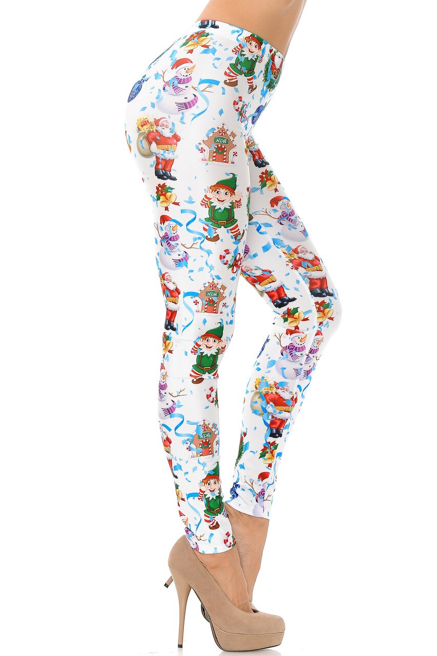 Wholesale White Wonderful Festive Christmas Plus Size Leggings