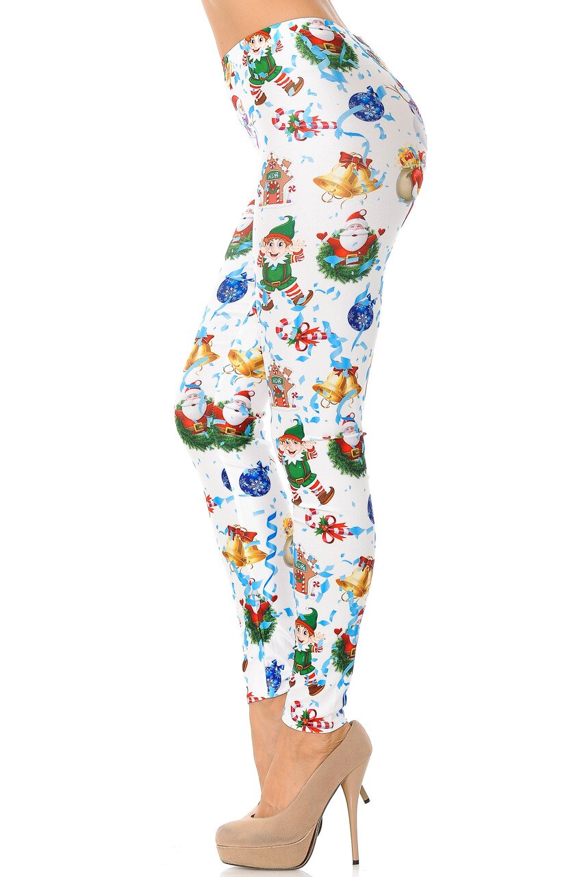 Wholesale White Wonderful Festive Christmas Plus Size Leggings