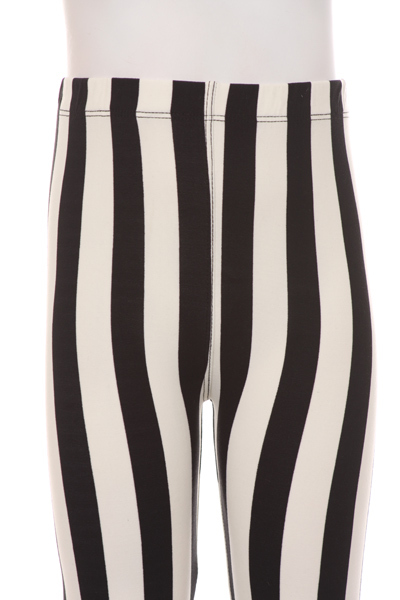 Wholesale Buttery Soft Vertical Black and White Striped Kids Leggings