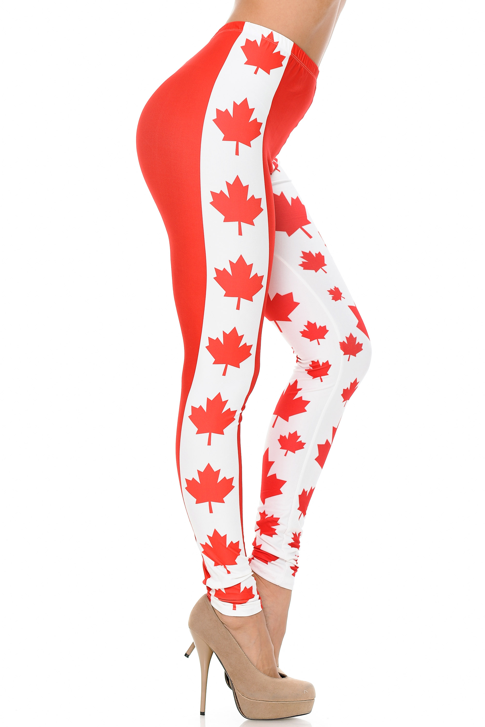 Wholesale Creamy Soft Canadian Flag Plus Size Leggings