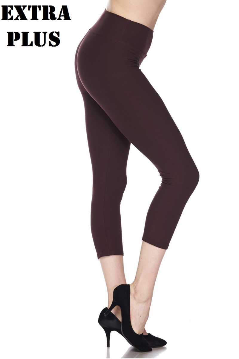 Wholesale Buttery Smooth Basic Solid High Waisted Extra Plus Size Capris - 3 Inch - 3X-5X  - New Mix