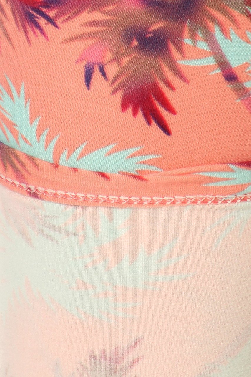 Wholesale Buttery Smooth Coral Palm Tree Leggings