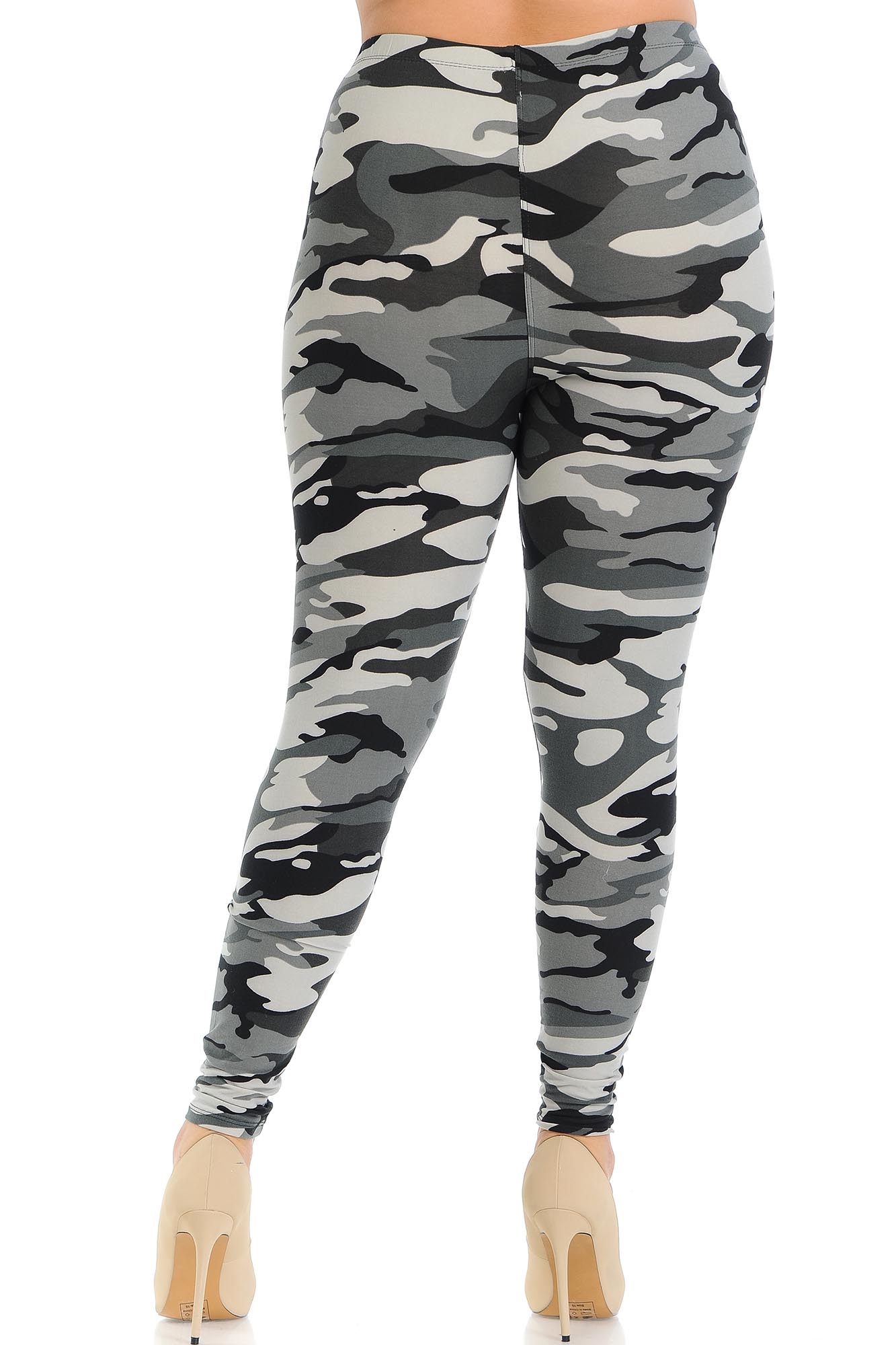 Wholesale Buttery Smooth Charcoal Camouflage Plus Size Leggings - EEVEE