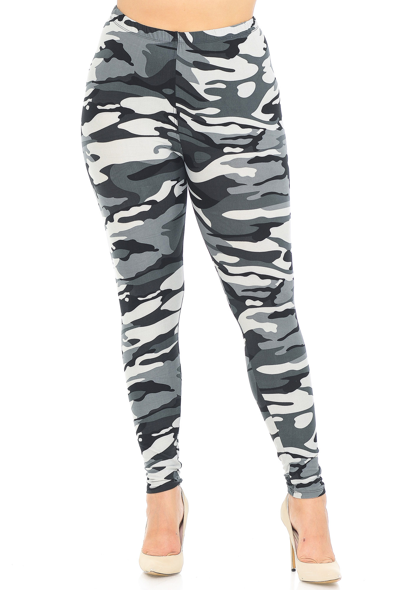 Wholesale Buttery Smooth Charcoal Camouflage Extra Plus Size Leggings - 3X-5X