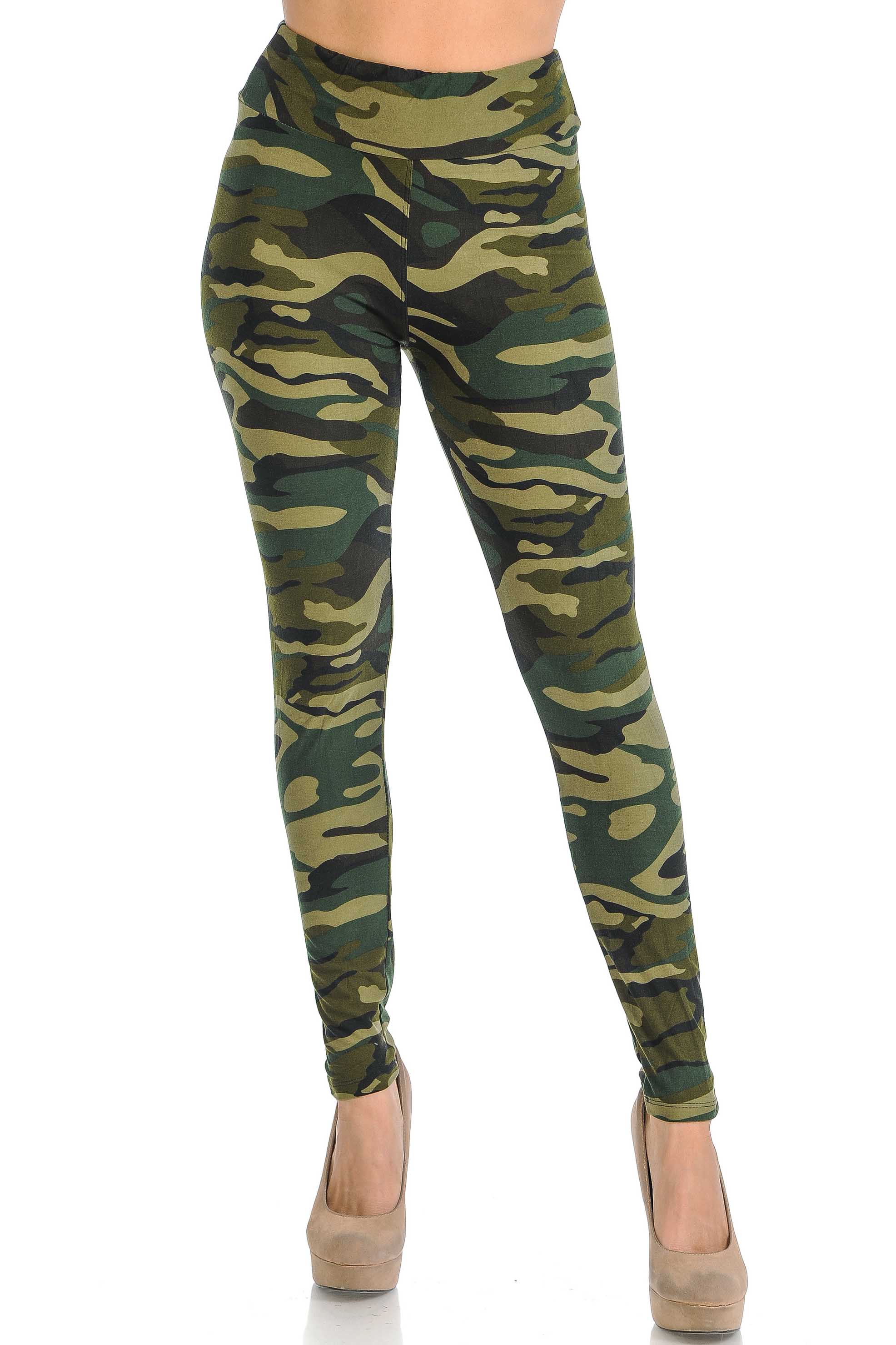 Wholesale Buttery Smooth Green Camouflage High Waisted Leggings