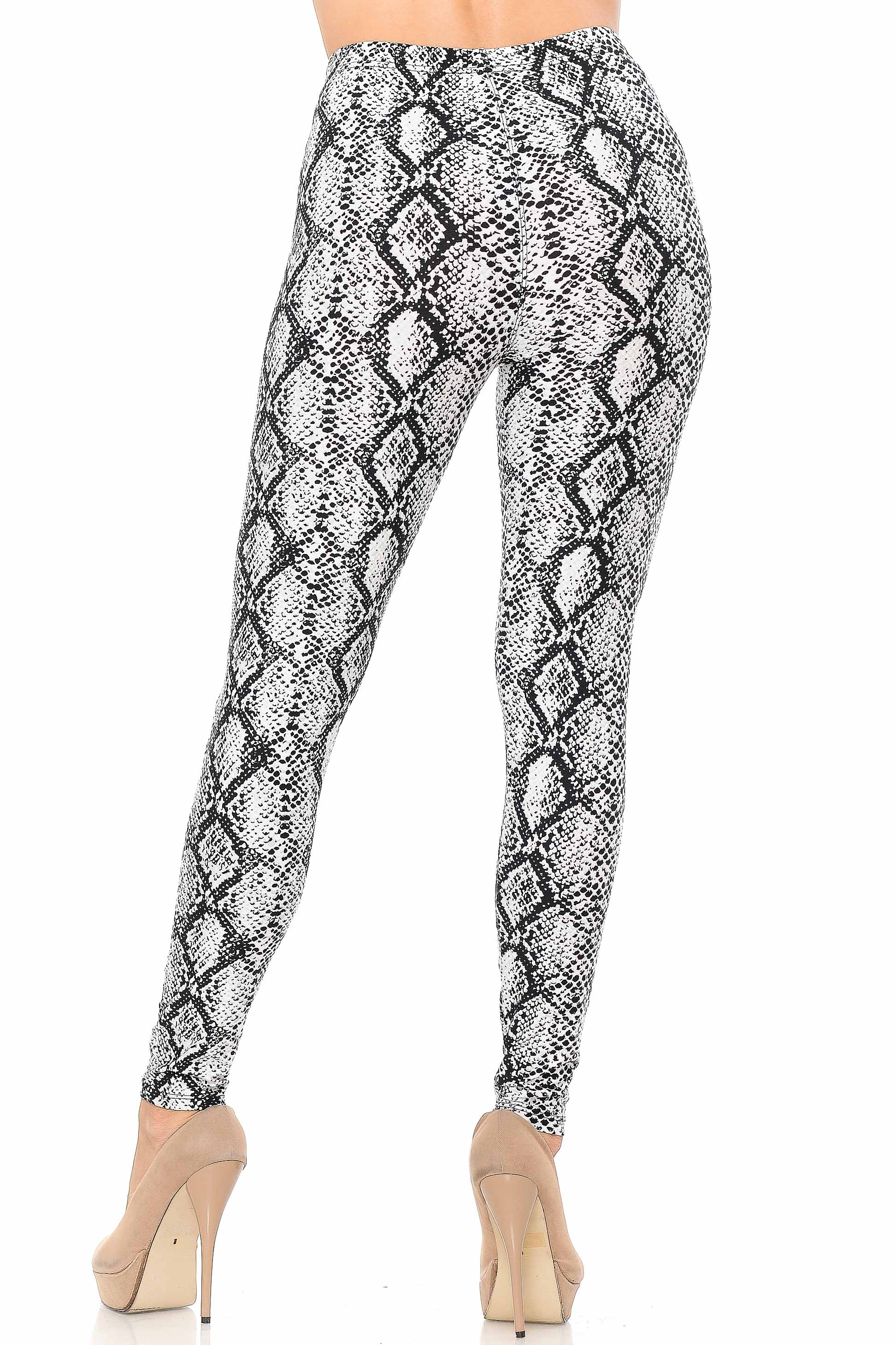 Wholesale Buttery Smooth White Snakeskin Extra Plus Size Leggings - 3X-5X