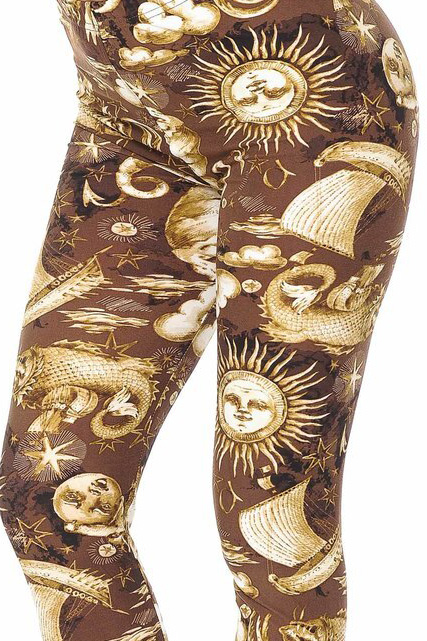 Wholesale Buttery Soft Sun Moon Stars Steampunk Kids Leggings