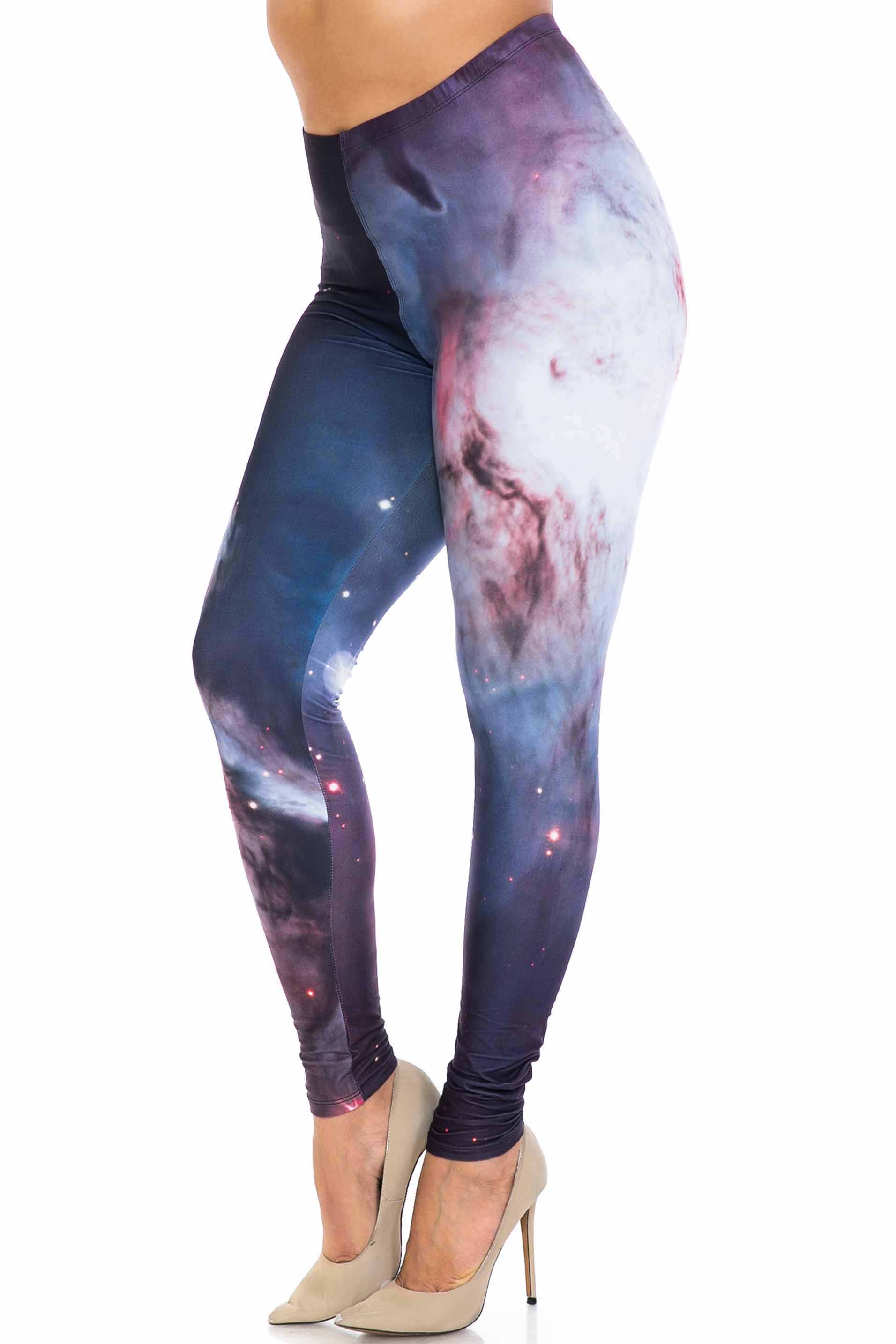 Wholesale Creamy Soft Black Galaxy Extra Plus Size Leggings - 3X-5X - USA Fashion™