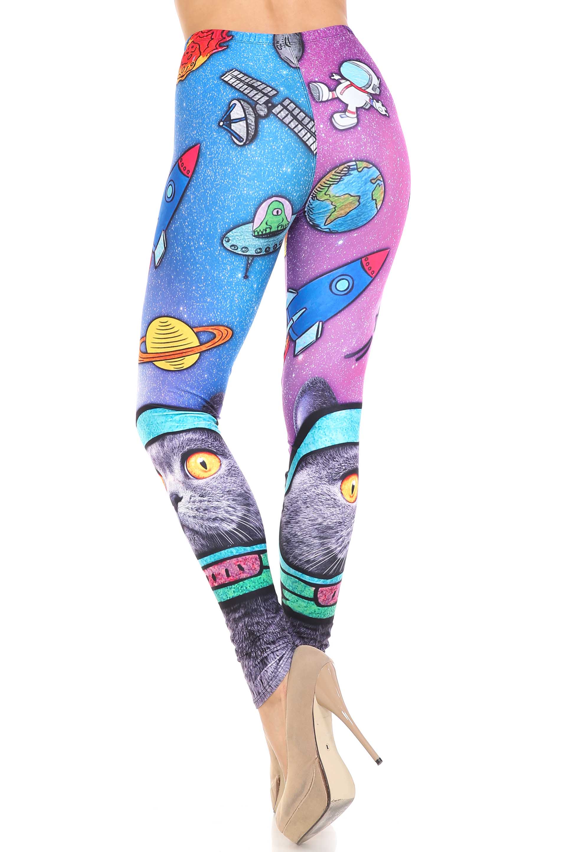 Wholesale Creamy Soft Space Cat Extra Plus Size Leggings - 3X-5X - USA Fashion™