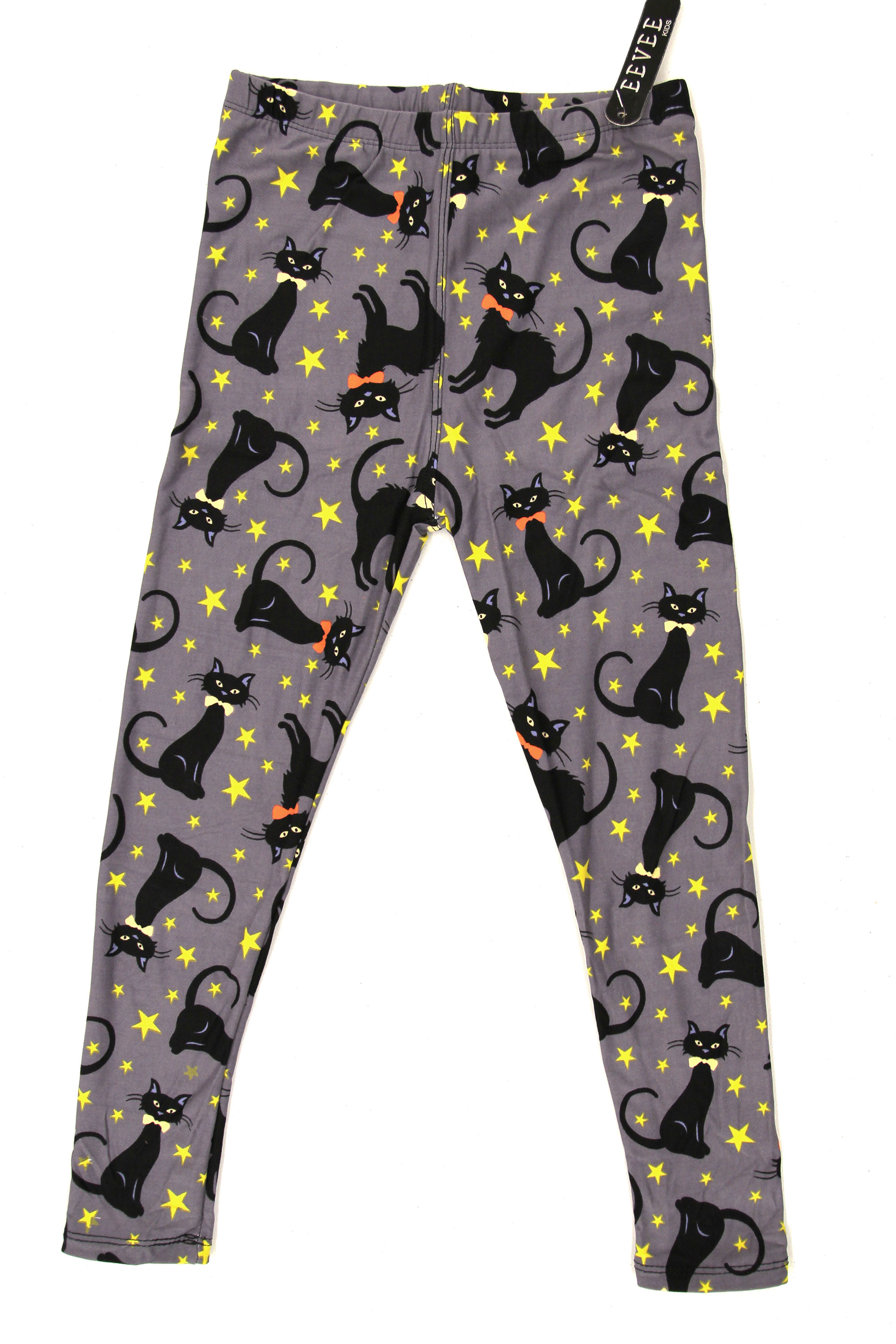 Wholesale Buttery Soft Bow-tie Black Kitty Cats Kids Leggings