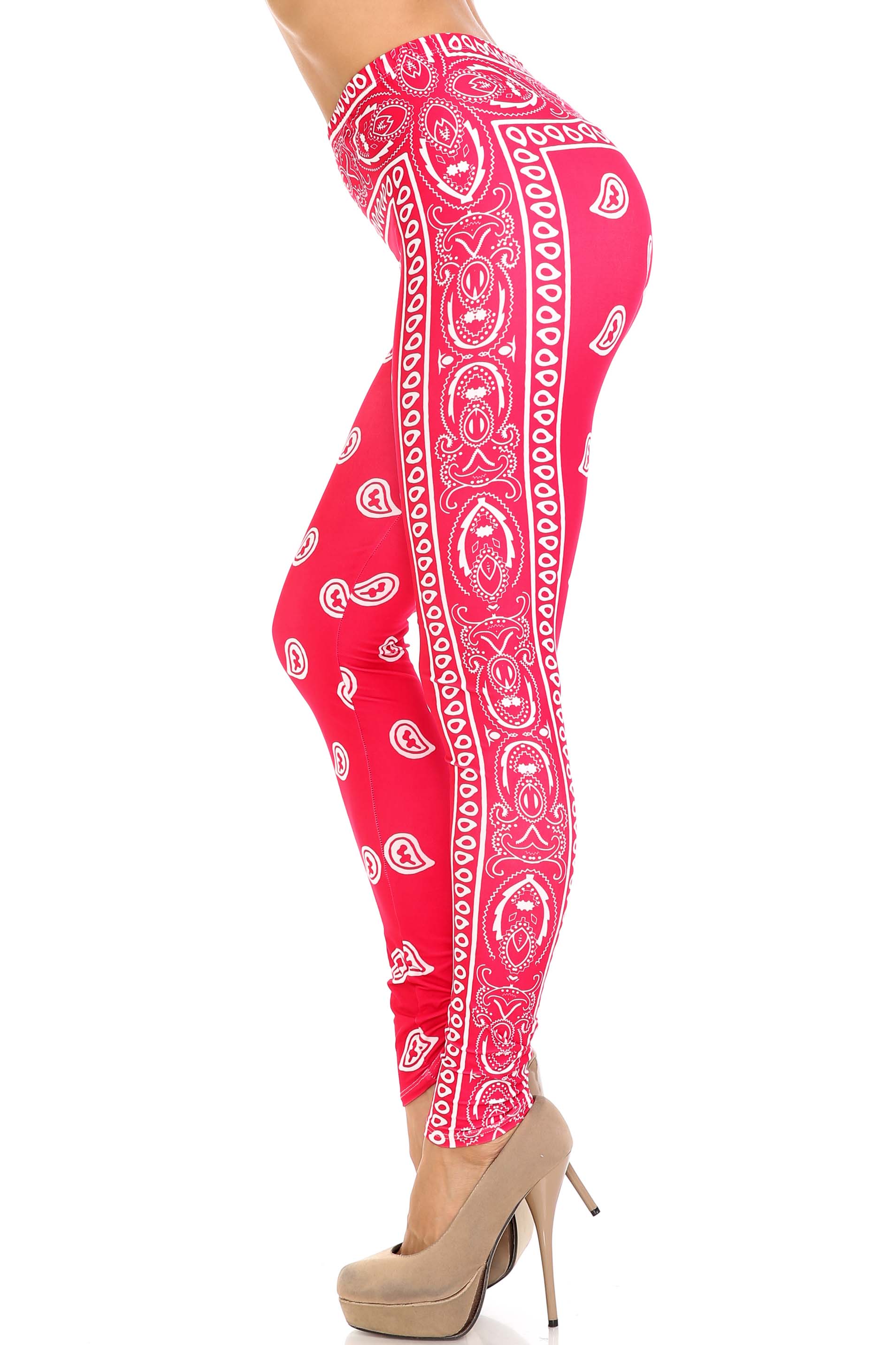 Wholesale Creamy Soft Red Bandana Extra Plus Size Leggings - 3X-5X - USA Fashion™