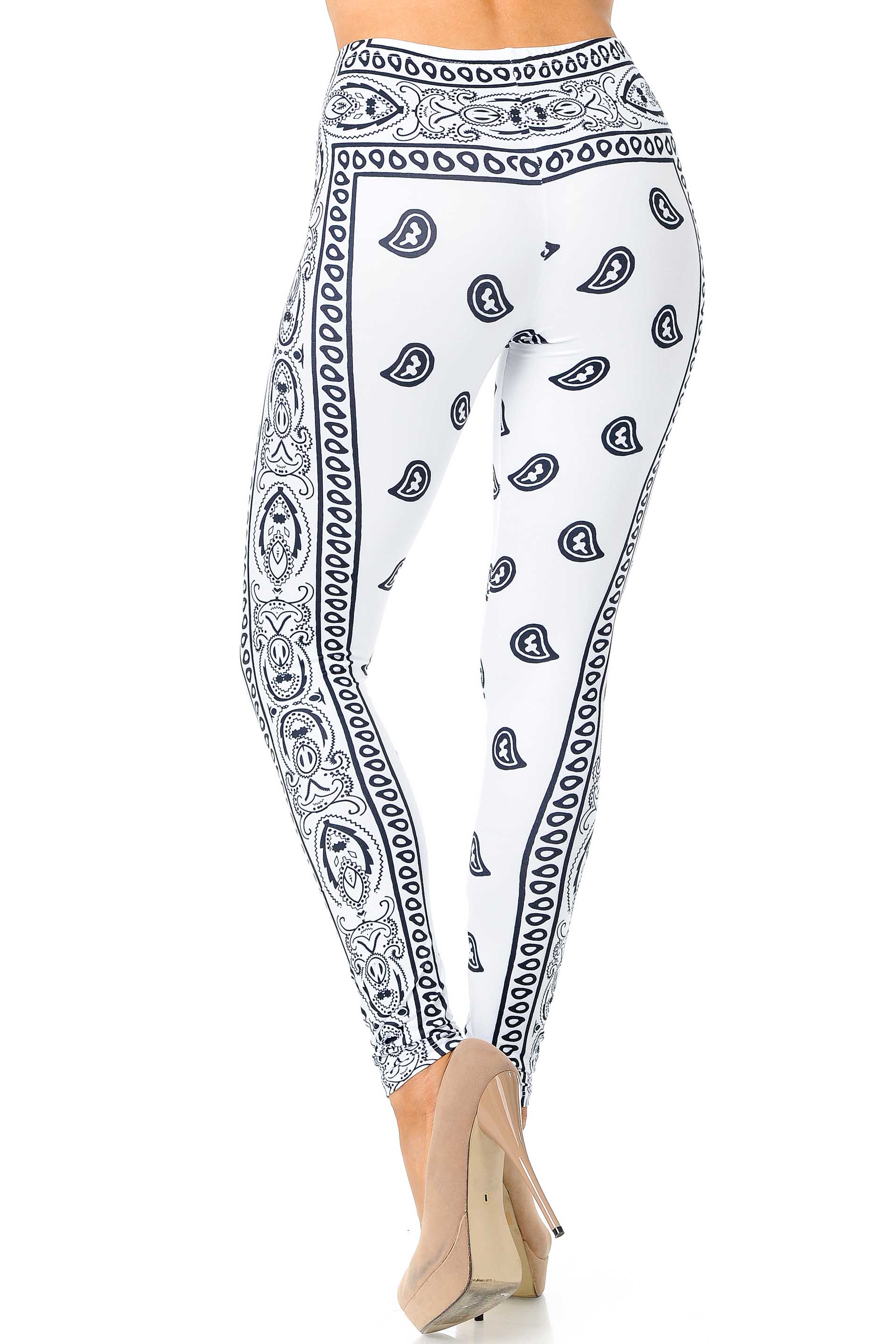 Wholesale Creamy Soft White Bandana Extra Plus Size Leggings - 3X-5X - USA Fashion™