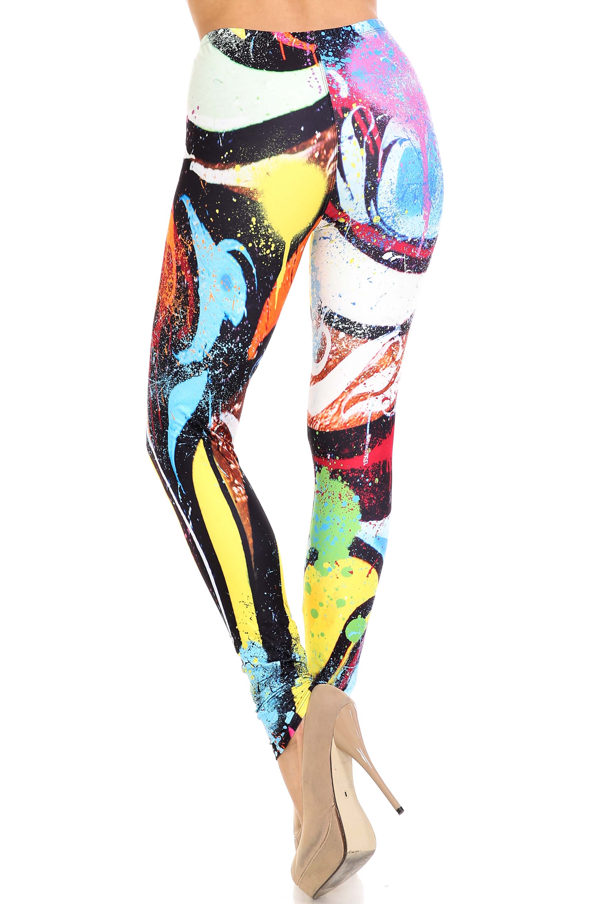 Wholesale Creamy Soft Colorful Paint Strokes Leggings - USA Fashion™