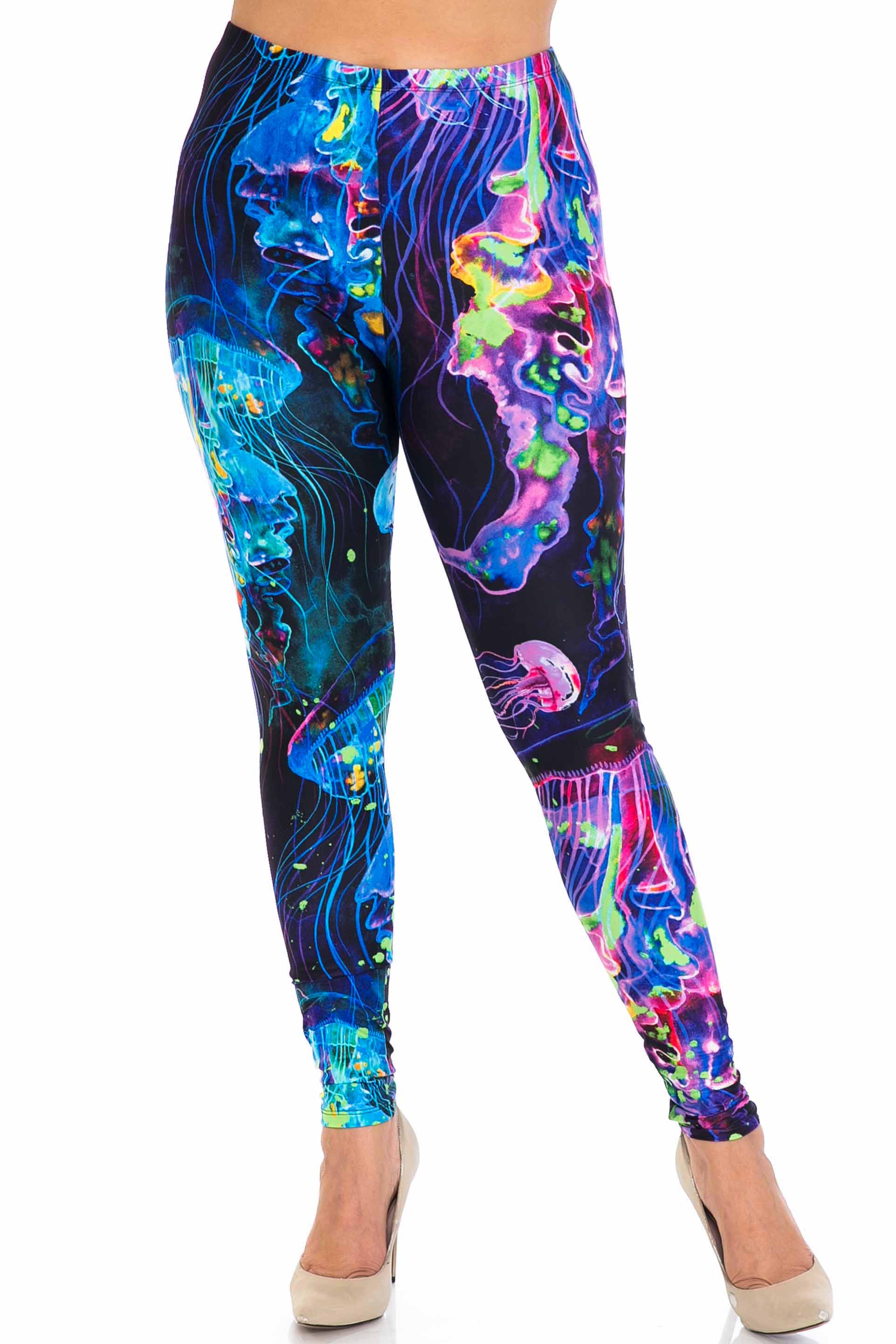 Wholesale Creamy Soft Luminous Jelly Fish Plus Size Leggings - USA Fashion™