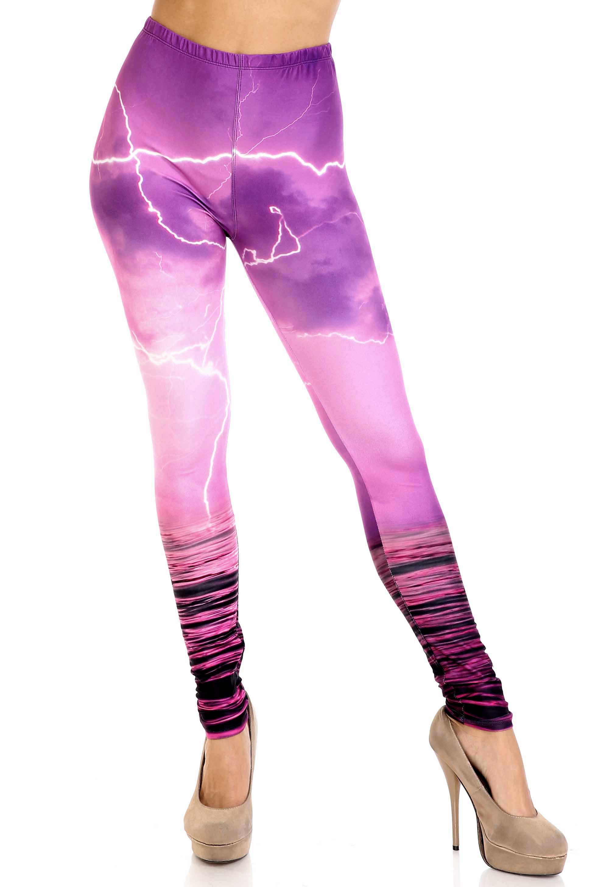 Wholesale Creamy Soft Pink Lightning Storm Leggings - USA Fashion™