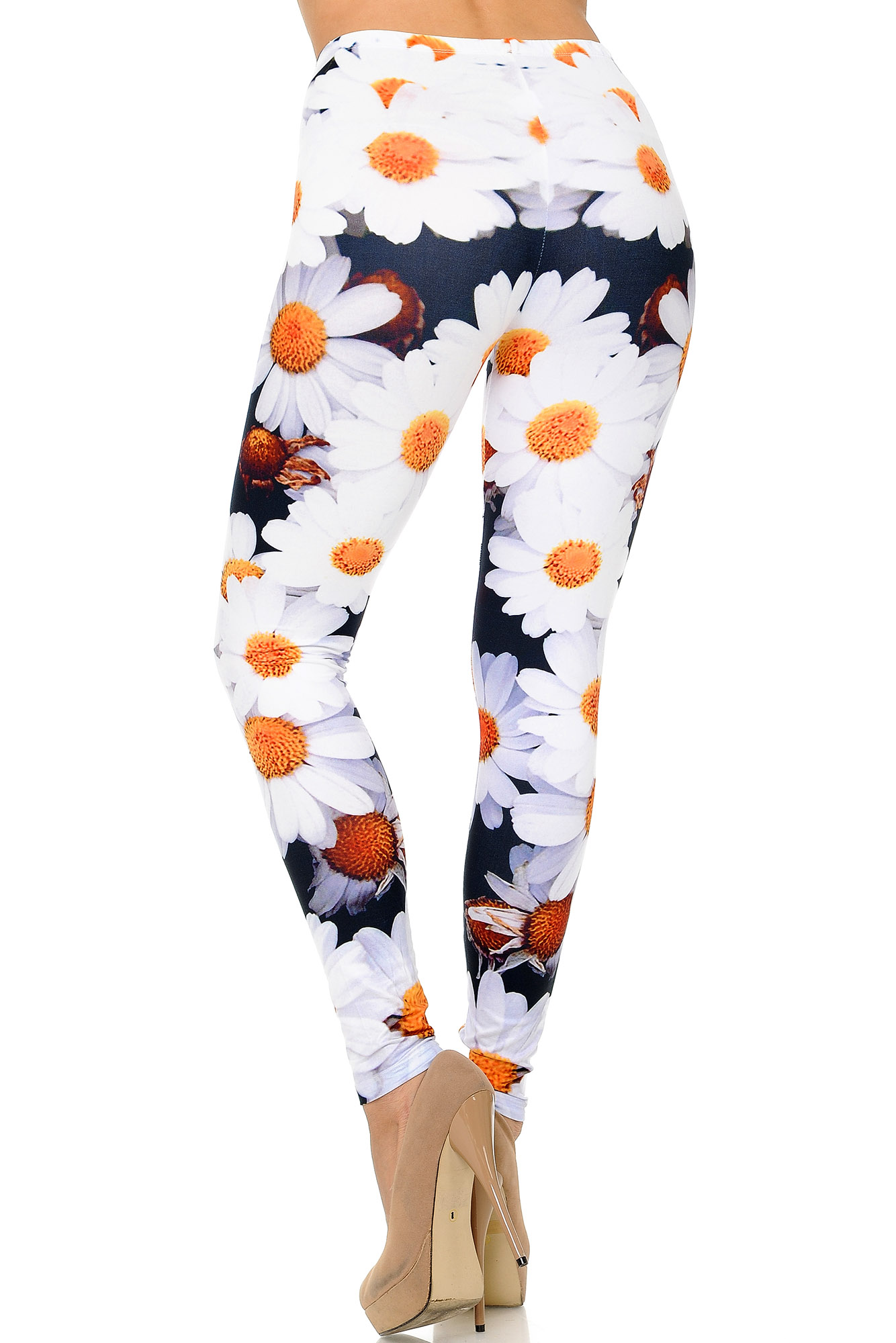 Back side image of Wholesale Creamy Soft Daisy Bunch Leggings - USA Fashion™