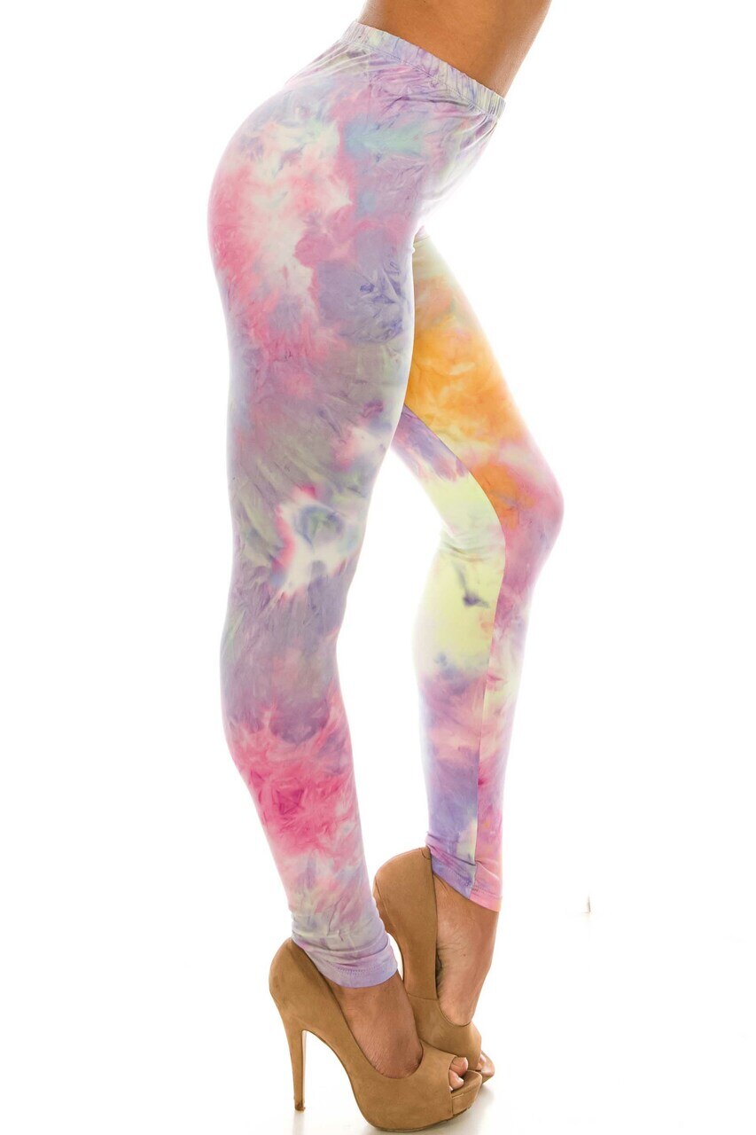 Wholesale Buttery Smooth Multi-Color Pastel Tie Dye Plus Size Leggings