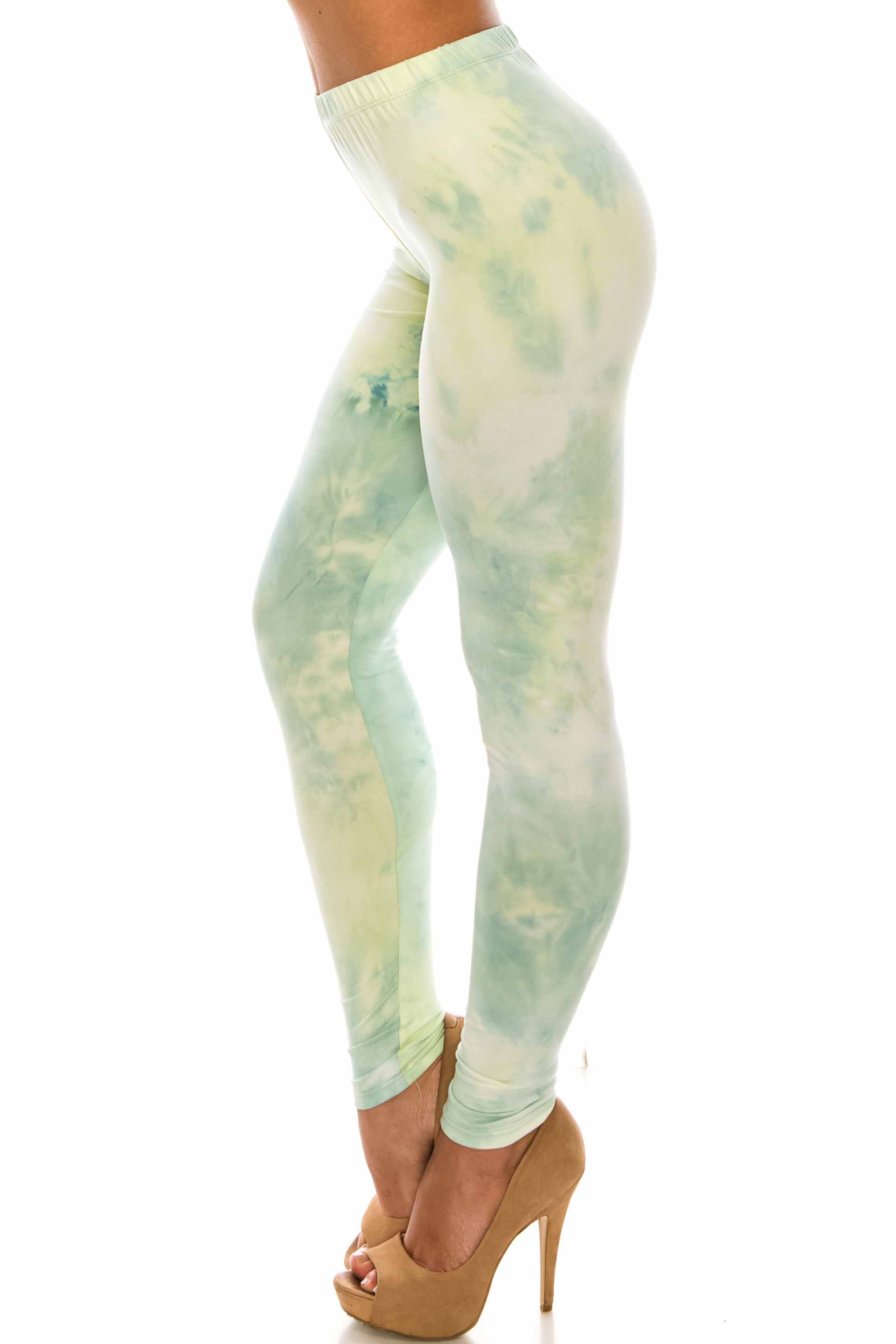 Wholesale Buttery Smooth Mint Tie Dye Leggings