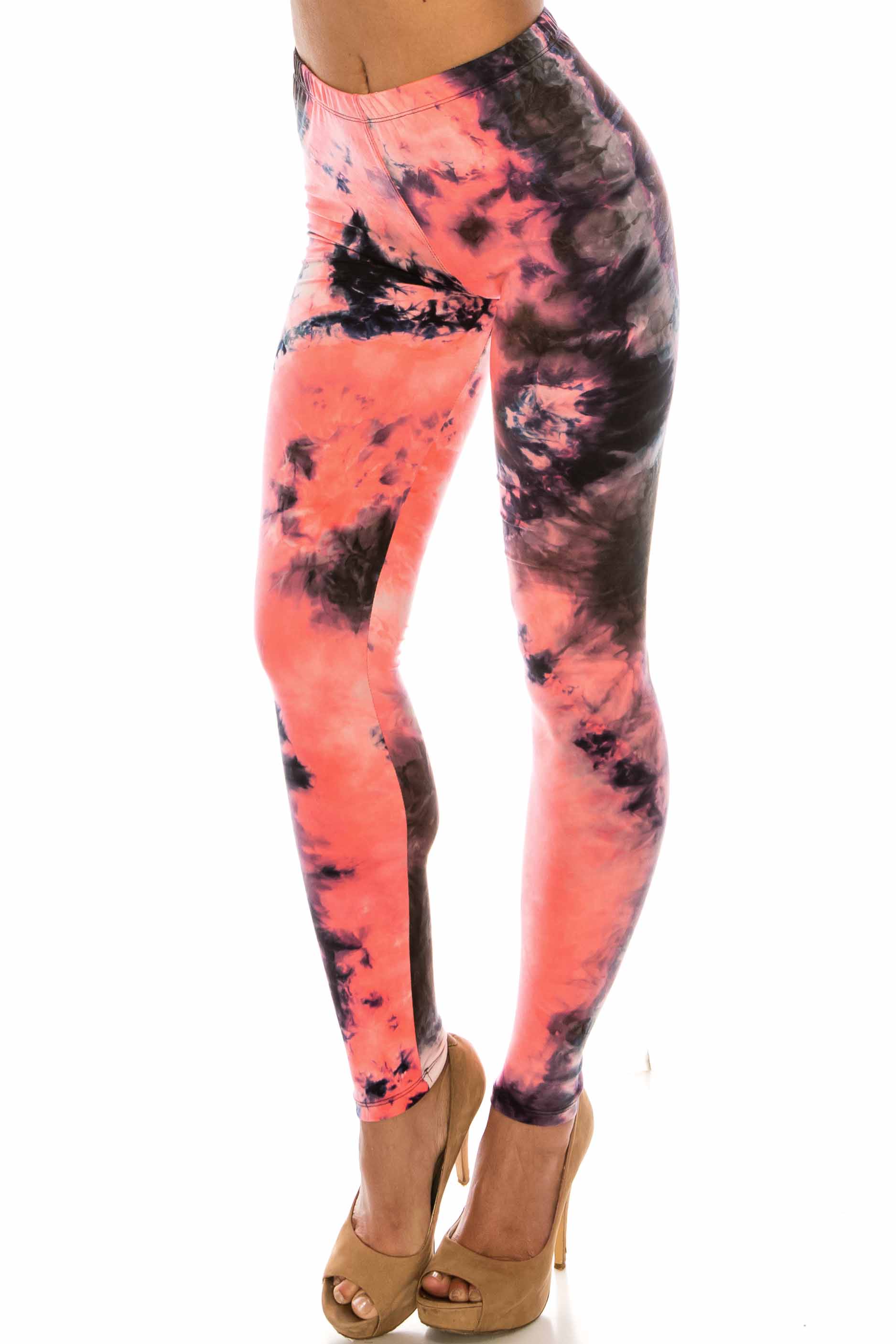 Wholesale Buttery Smooth Coral Tie Dye Leggings