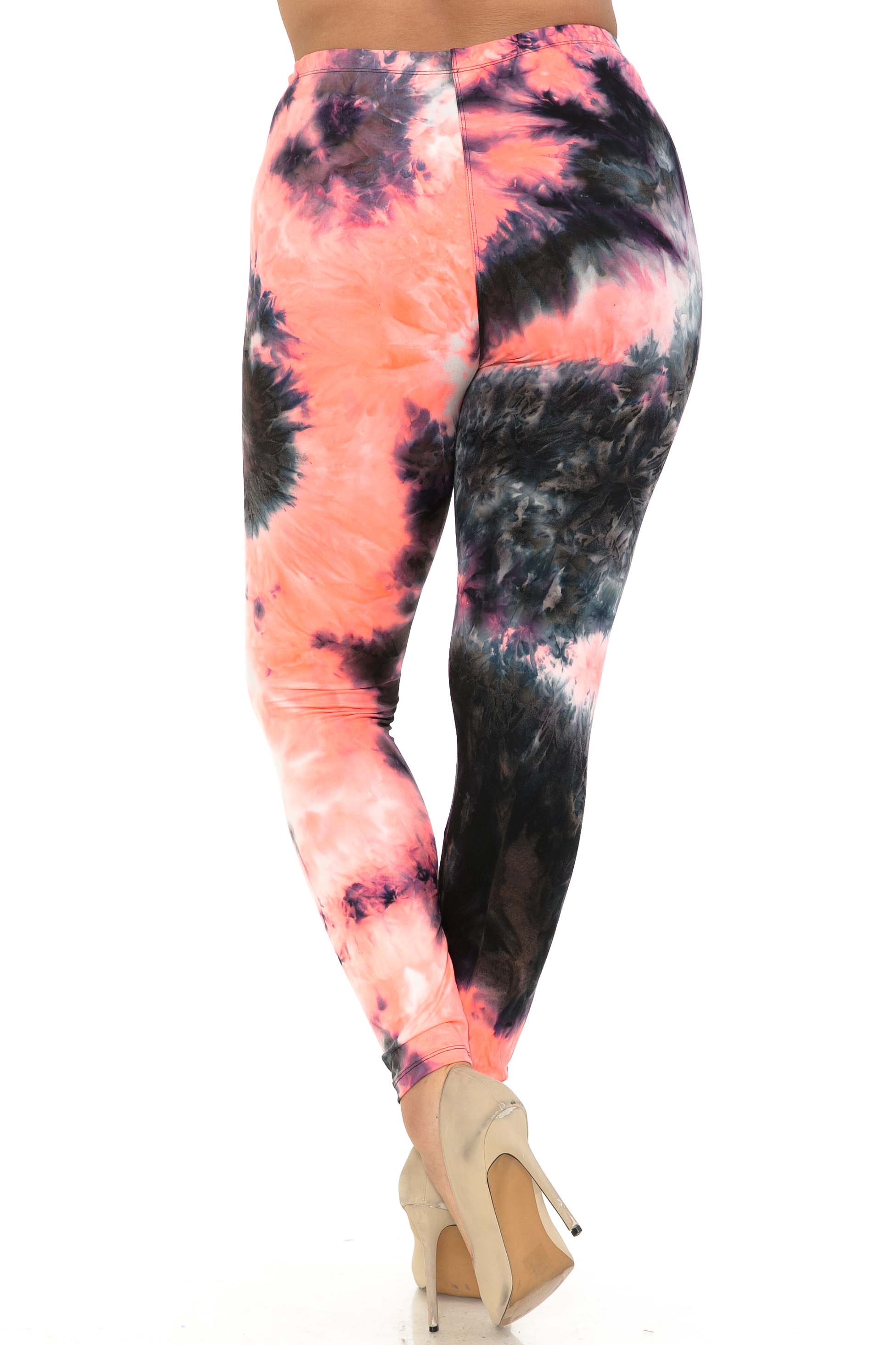 Wholesale Buttery Smooth Coral Tie Dye Plus Size Leggings