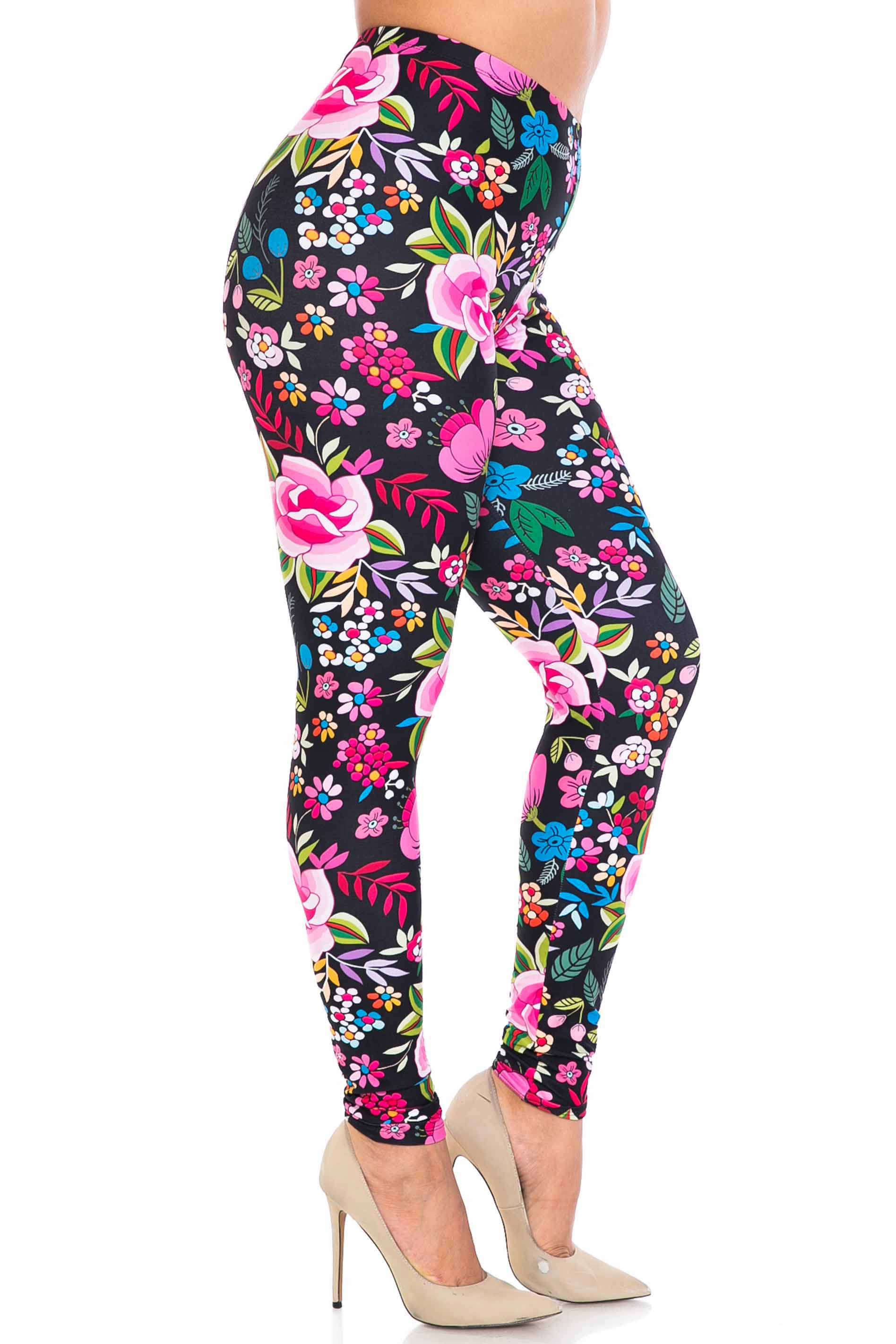 Wholesale Creamy Soft Floral Oasis Extra Plus Size Leggings - 3X-5X - USA Fashion™