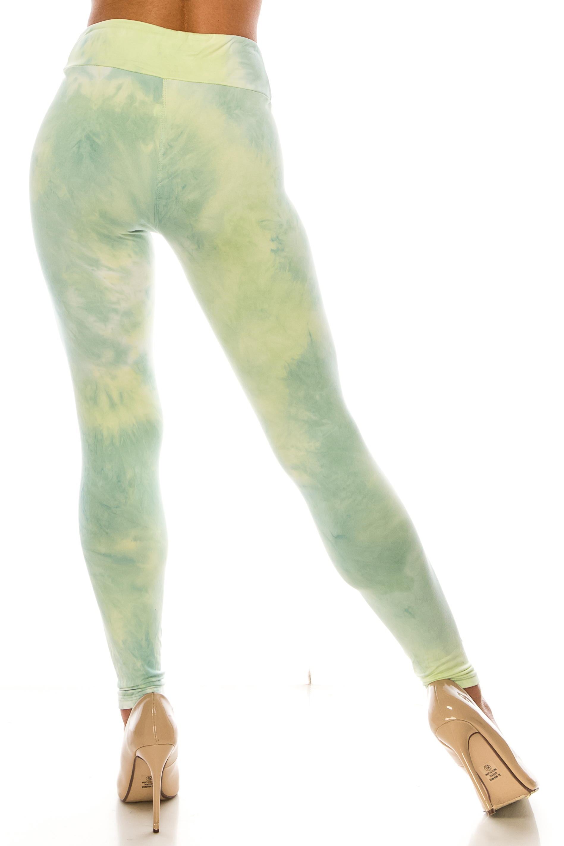 Wholesale Buttery Smooth Mint Tie Dye High Waisted Leggings - Plus Size