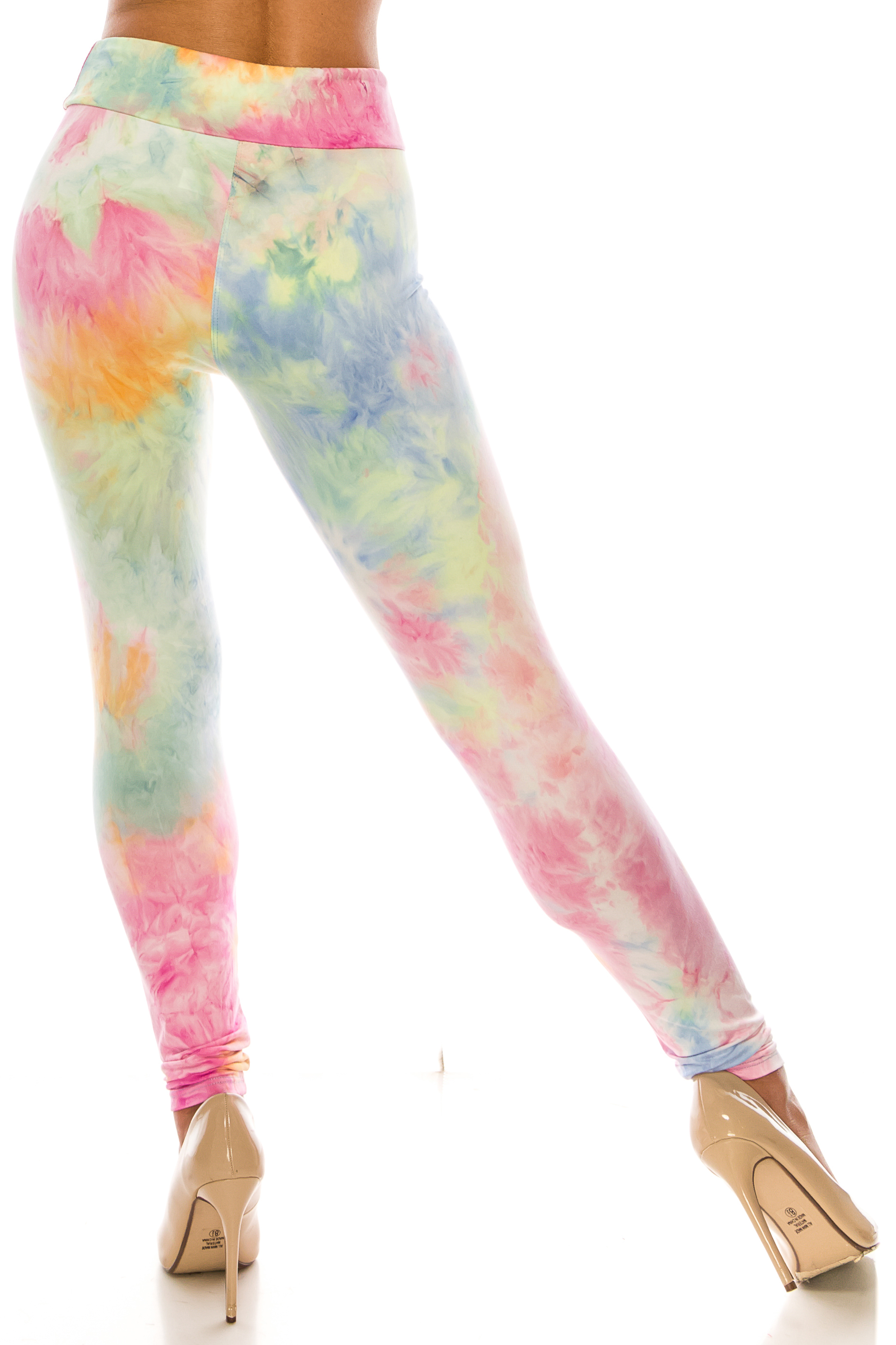 Wholesale Buttery Smooth Multi-Color Pastel Tie Dye High Waisted Leggings - Plus Size