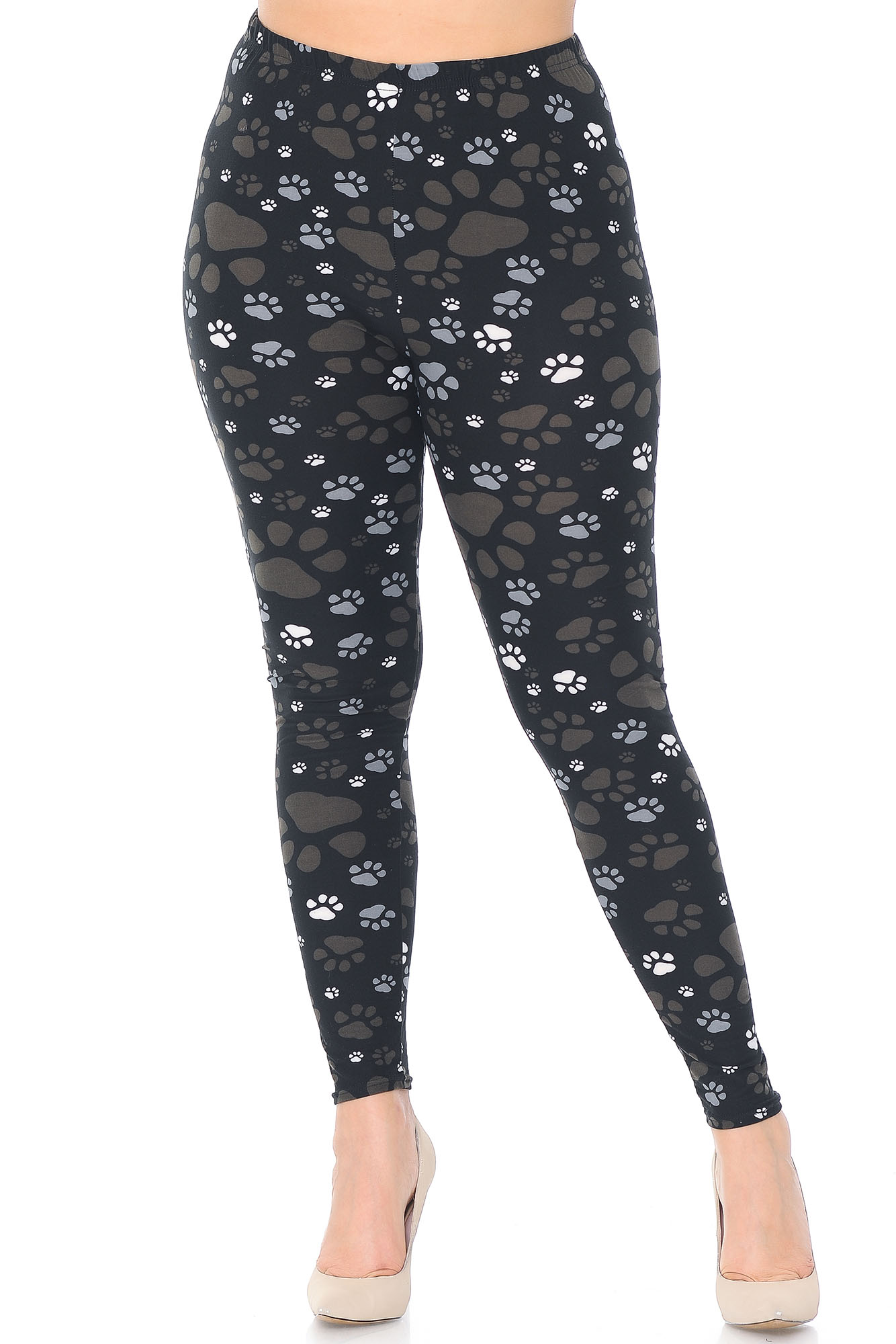 Wholesale Creamy Soft Muddy Paw Print Plus Size Leggings - USA Fashion™